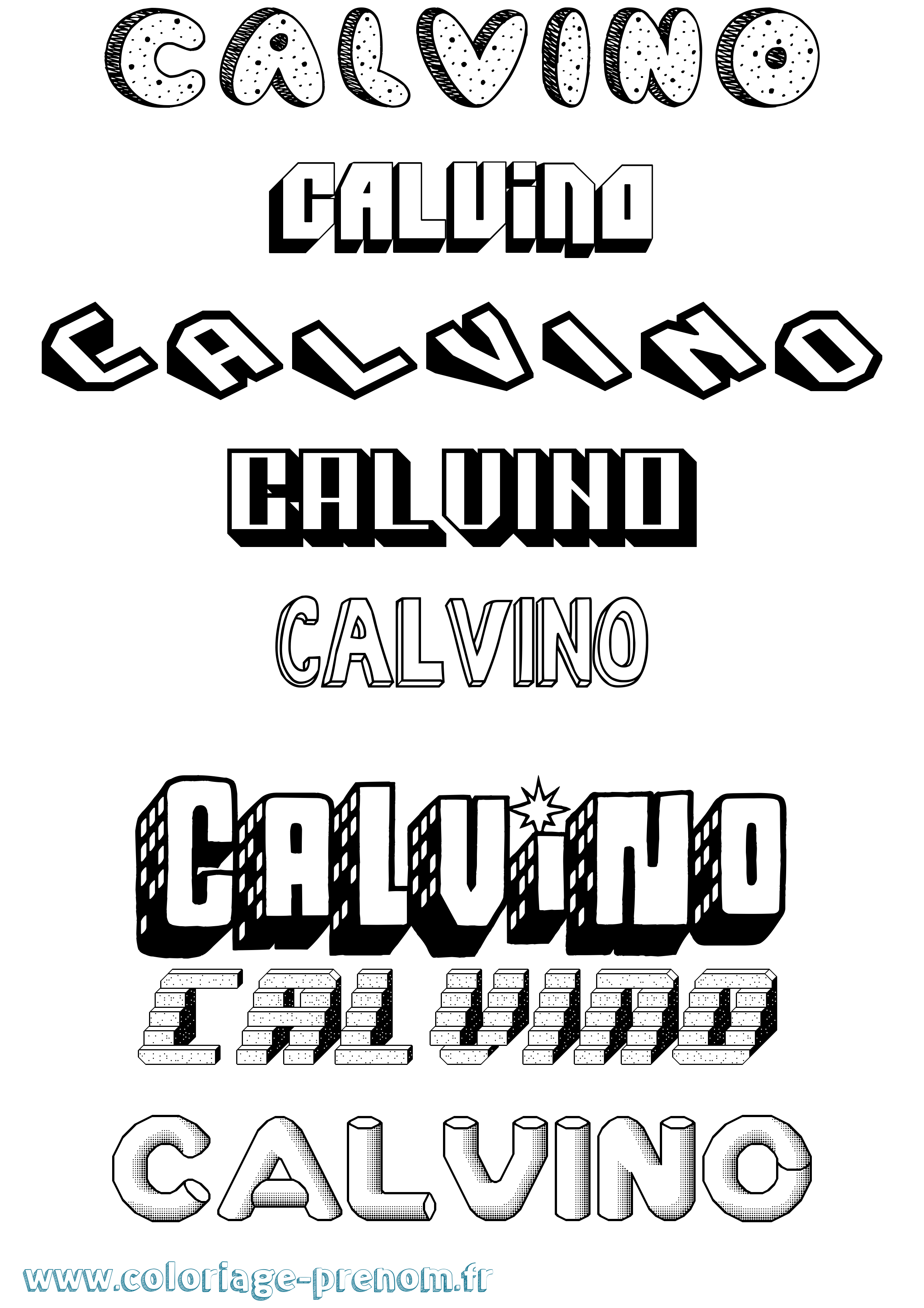 Coloriage Calvino Effet 3D Coloriage prénom Calvino Effet 3D