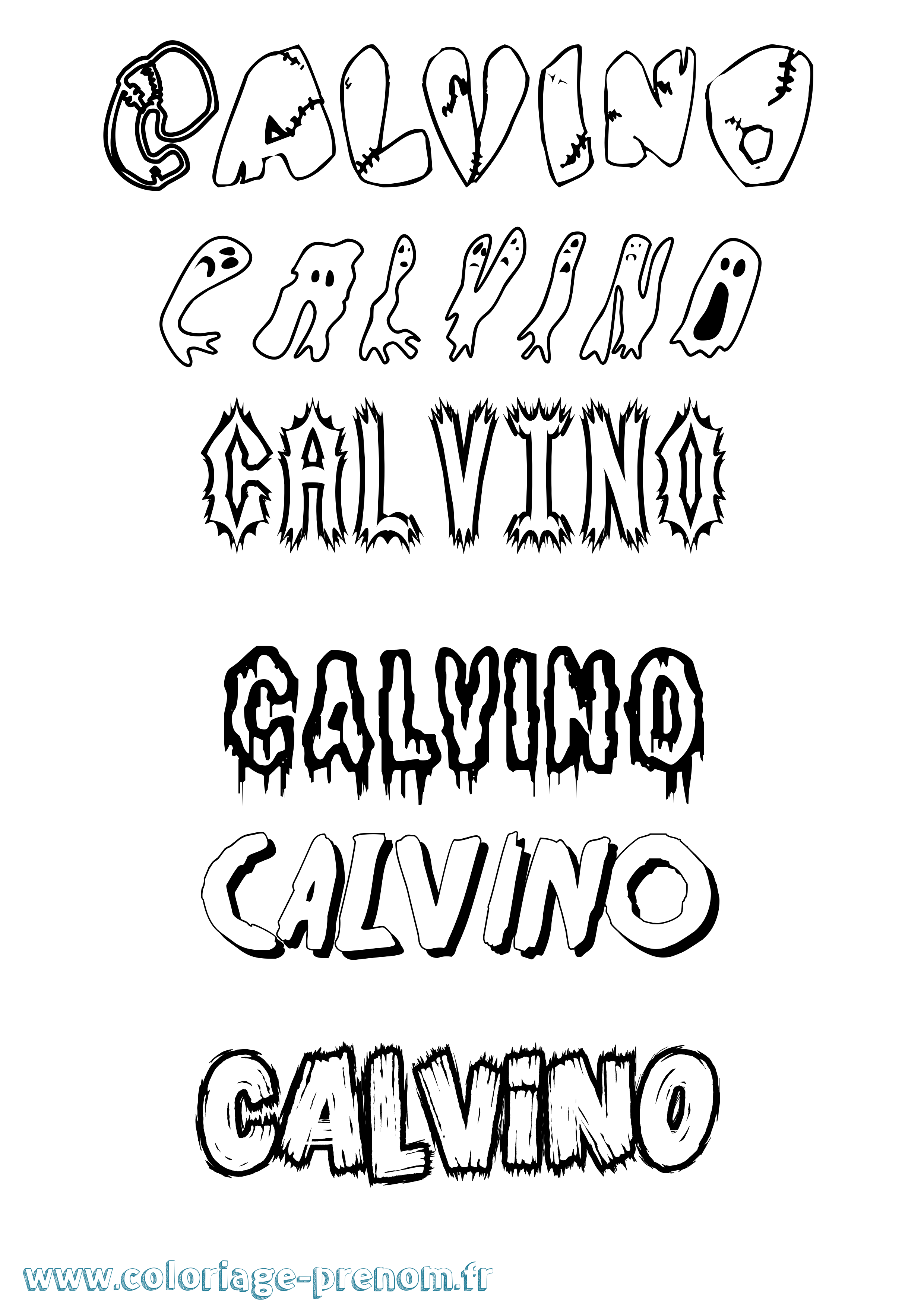 Coloriage prénom Calvino Frisson