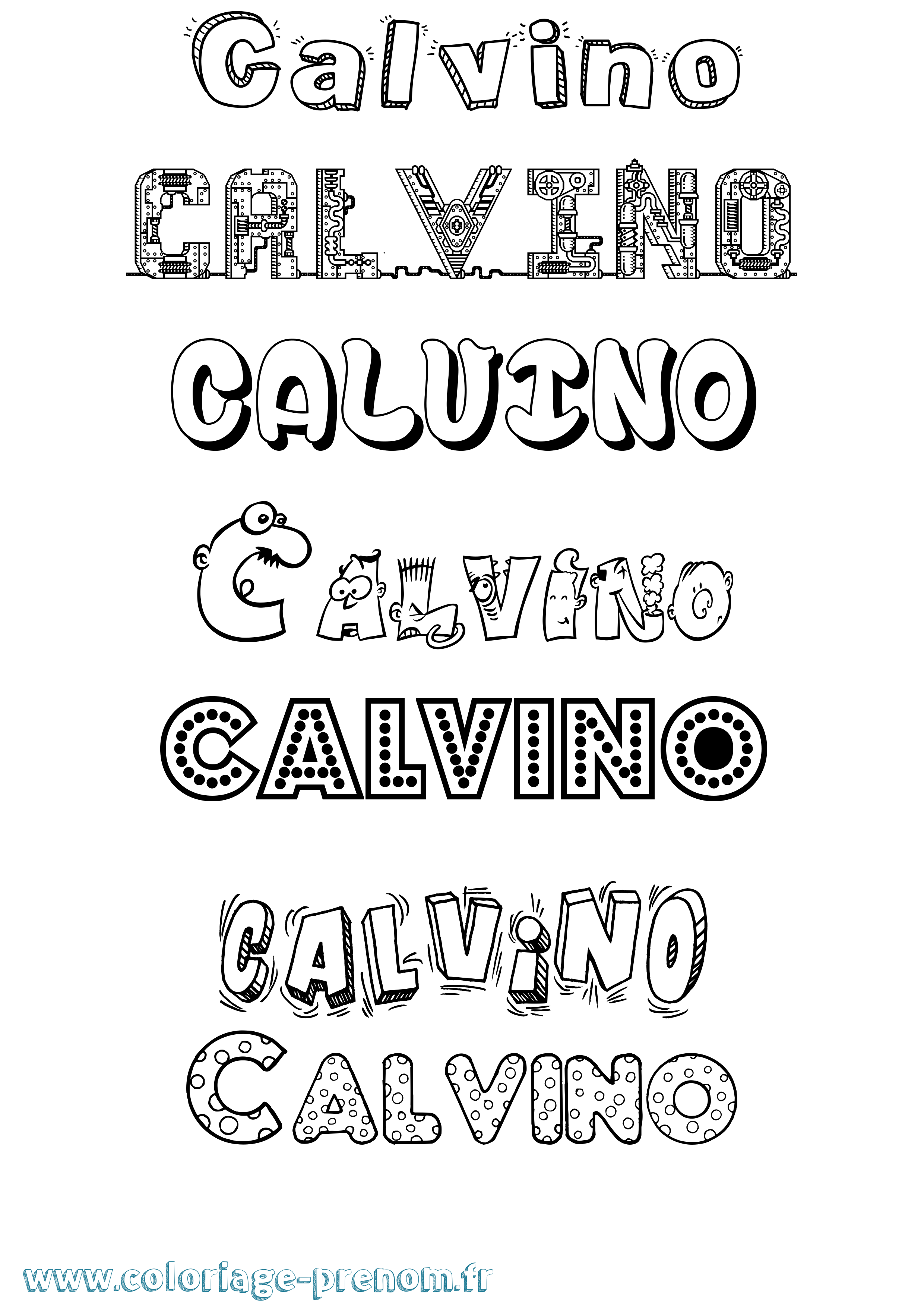 Coloriage Calvino Fun Coloriage prénom Calvino Fun