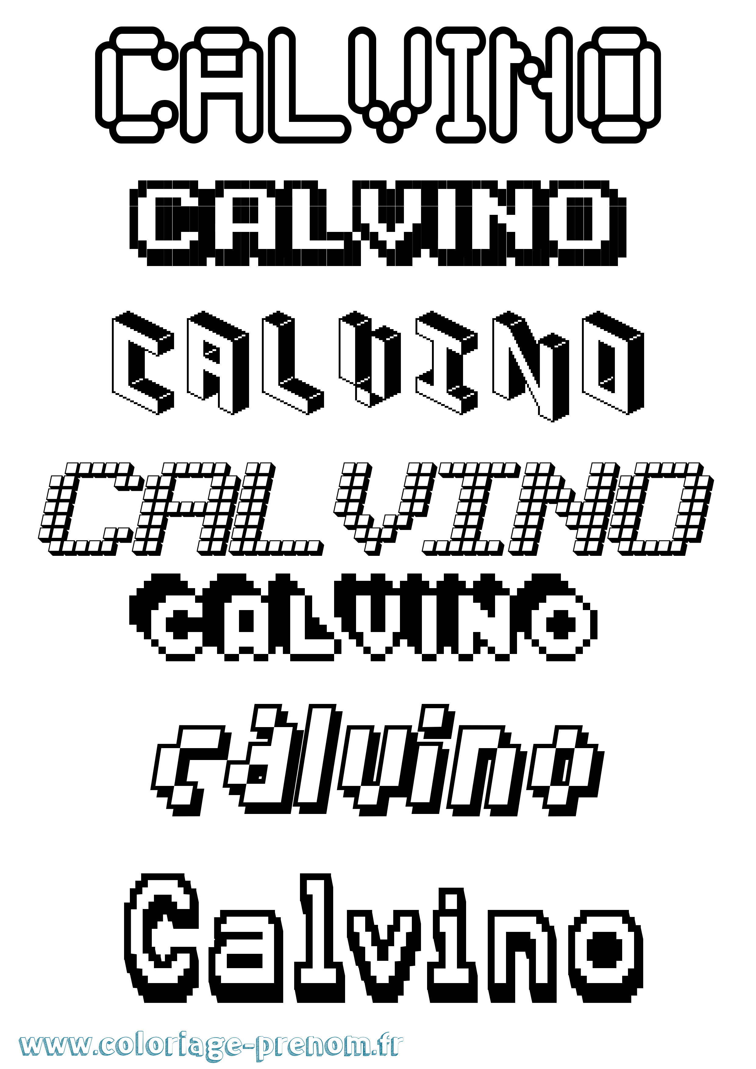 Coloriage prénom Calvino Pixel