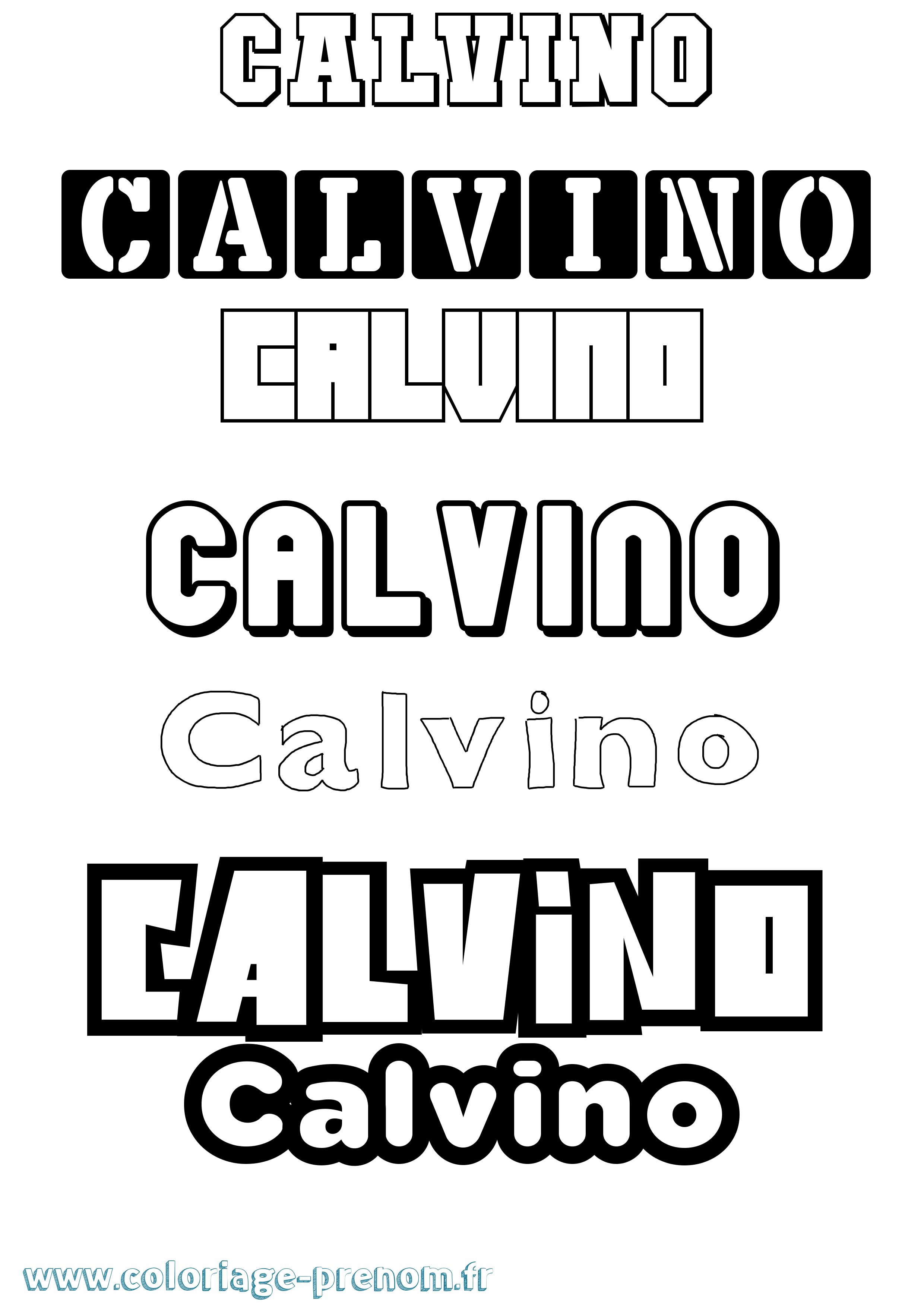 Coloriage prénom Calvino Simple