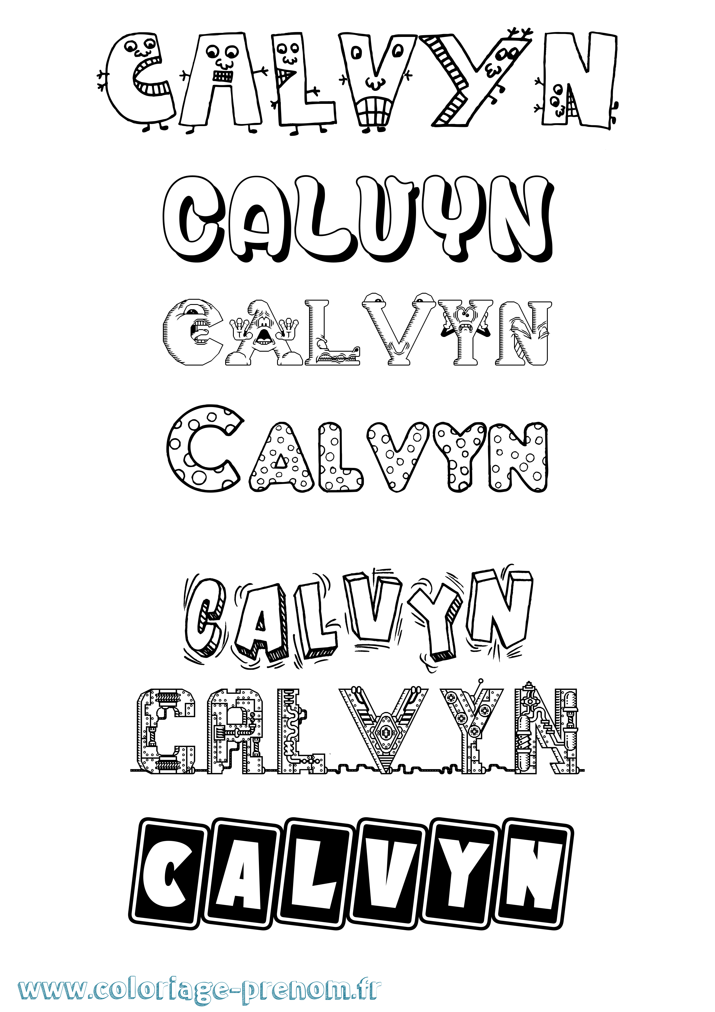 Coloriage prénom Calvyn Fun