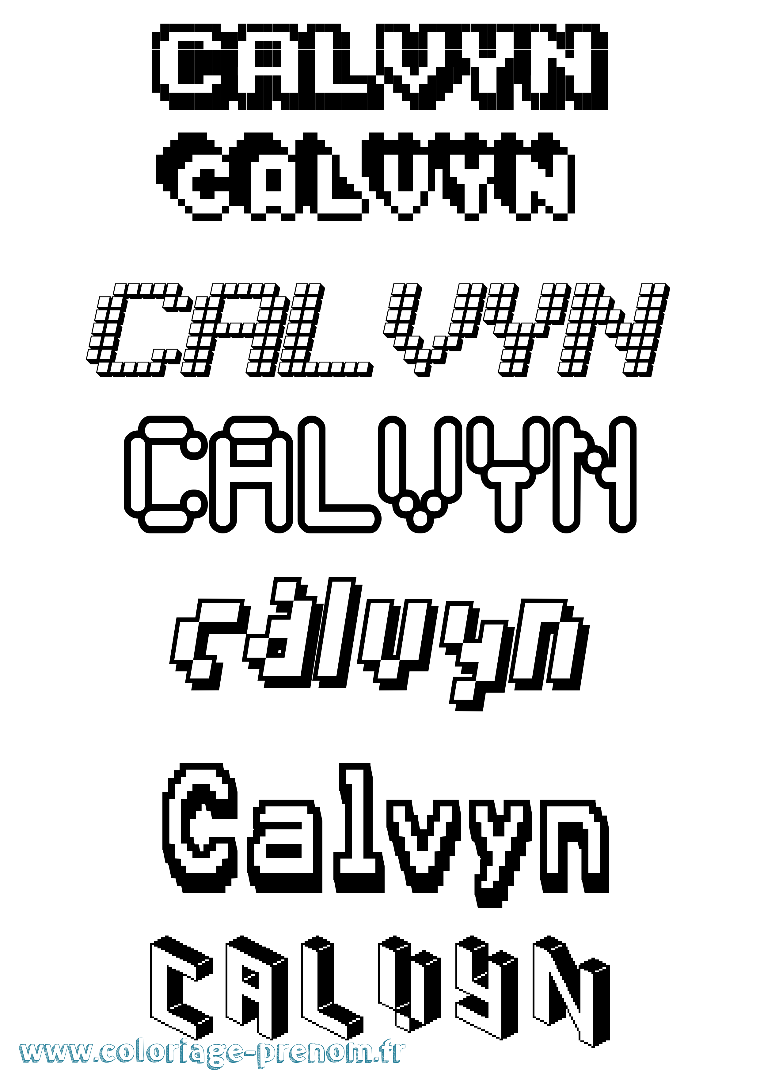 Coloriage prénom Calvyn Pixel