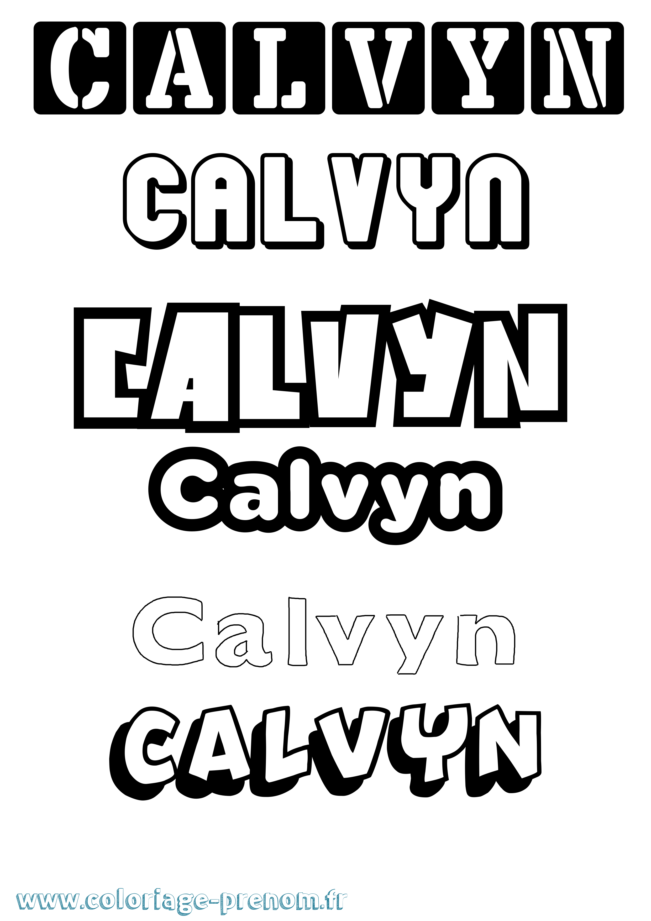 Coloriage prénom Calvyn Simple