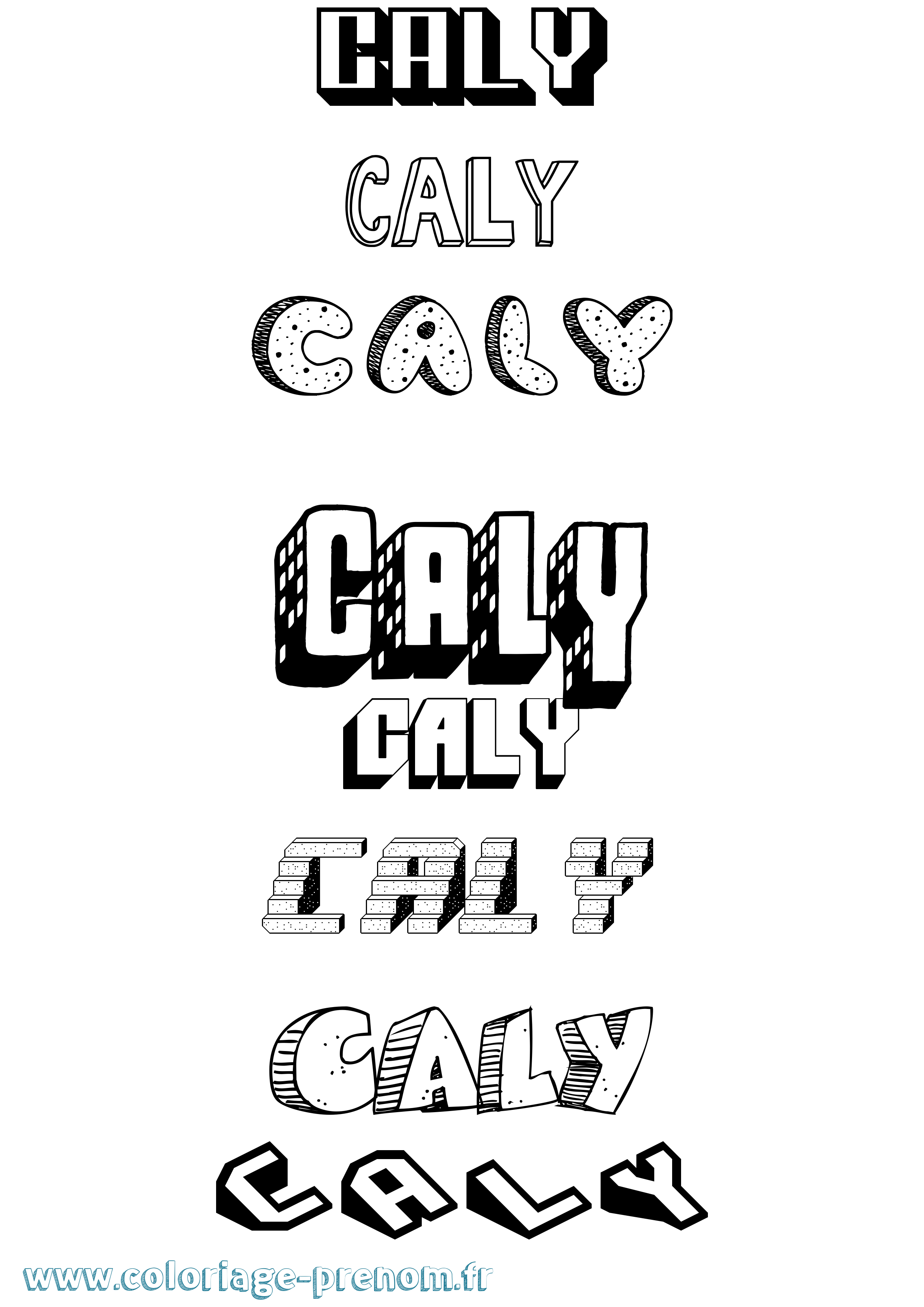 Coloriage Caly Effet 3D Coloriage prénom Caly Effet 3D