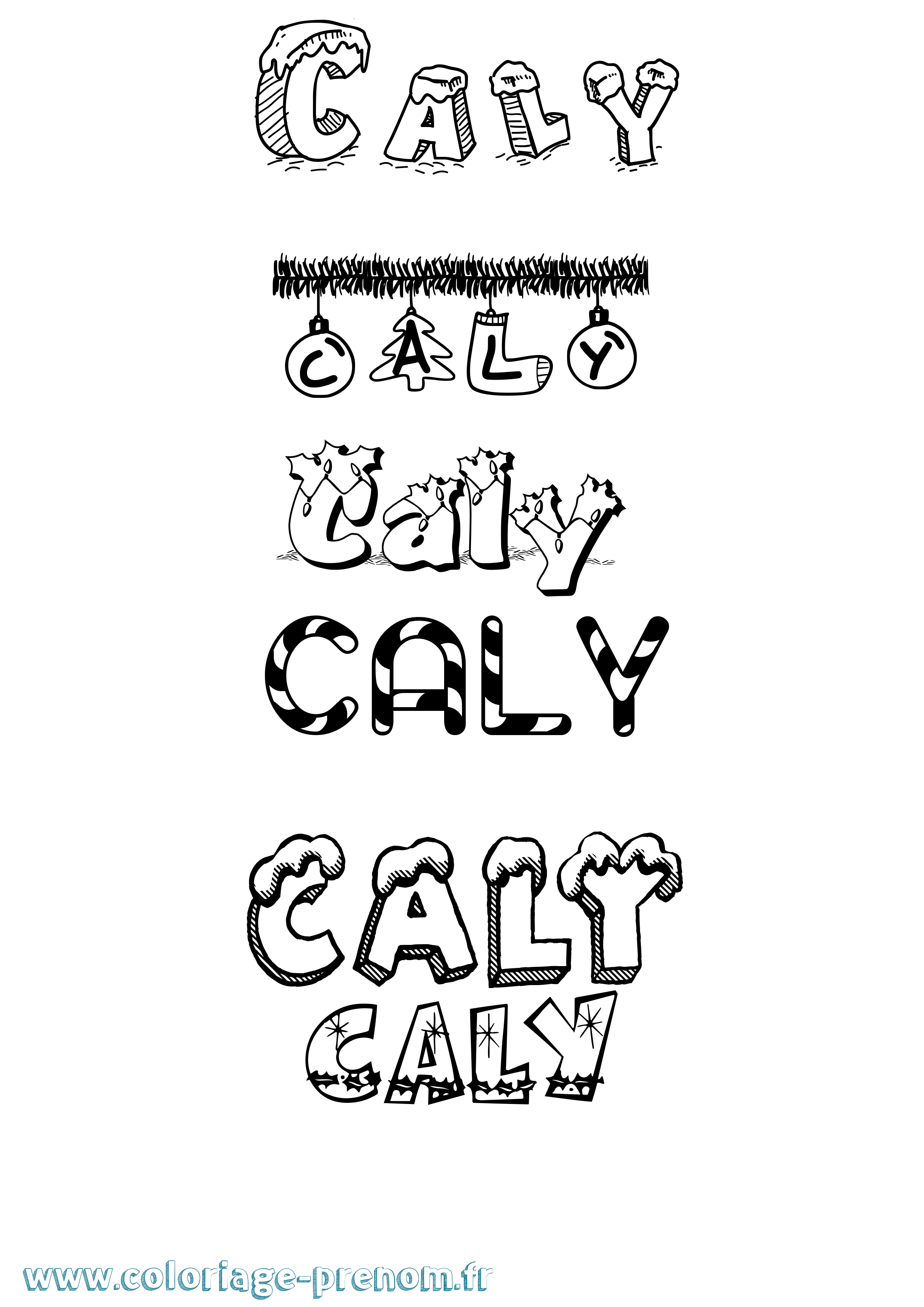 Coloriage Caly Noël Coloriage prénom Caly Noël