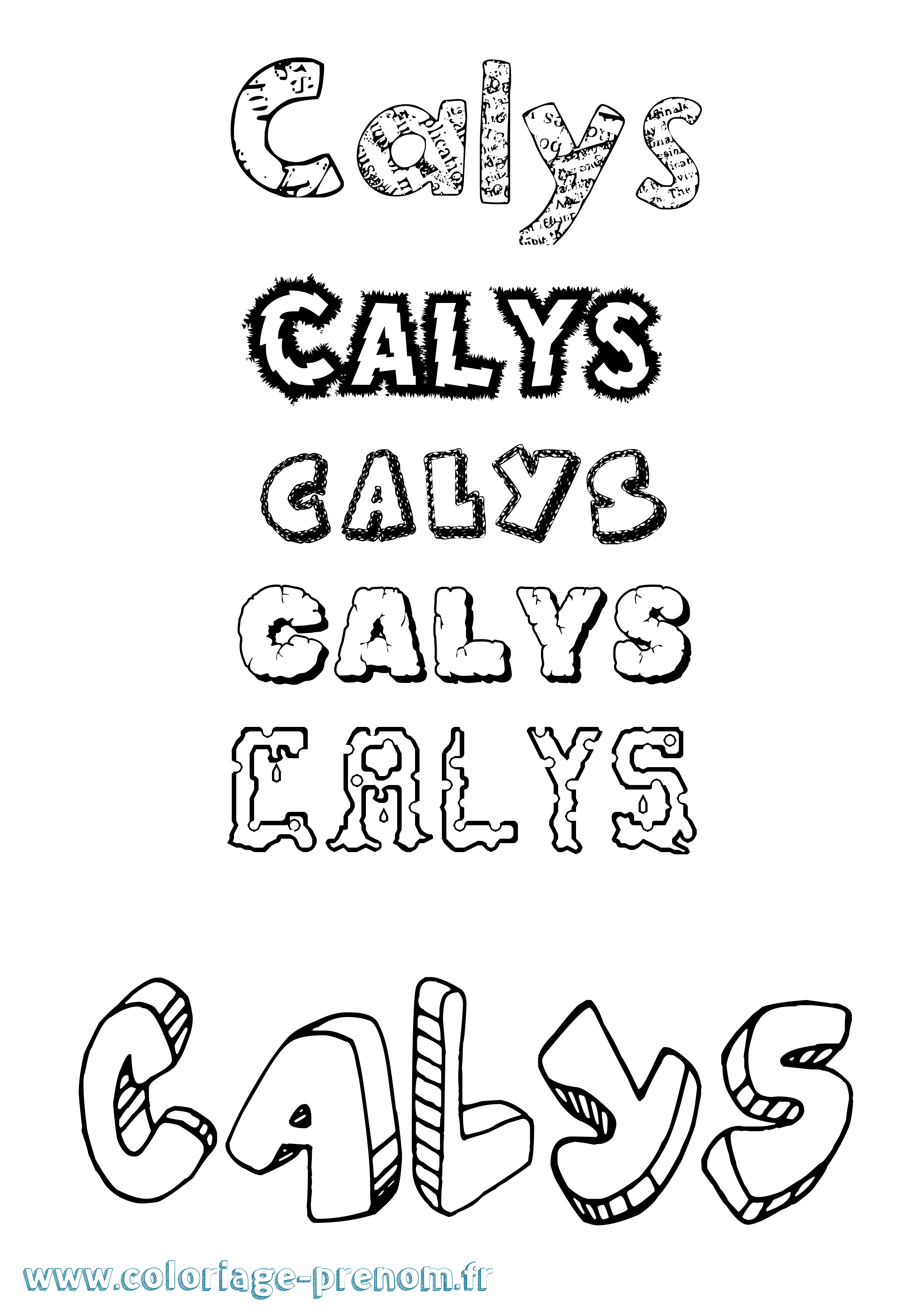 Coloriage prénom Calys Destructuré