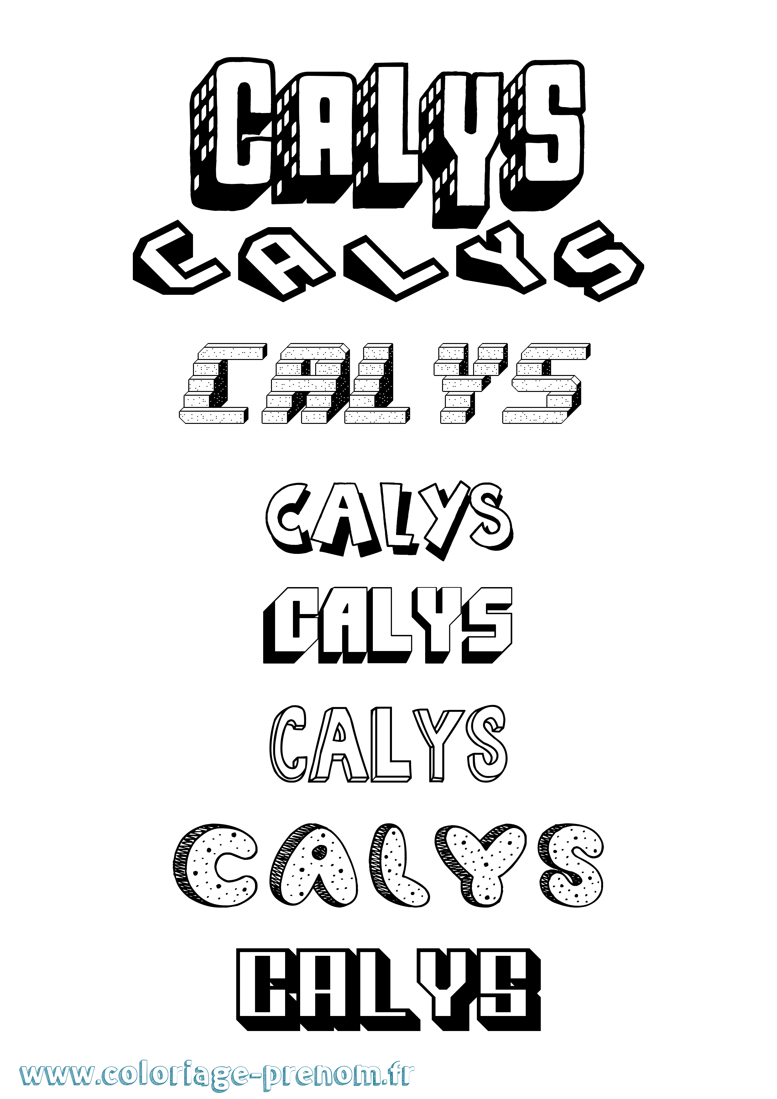 Coloriage prénom Calys Effet 3D