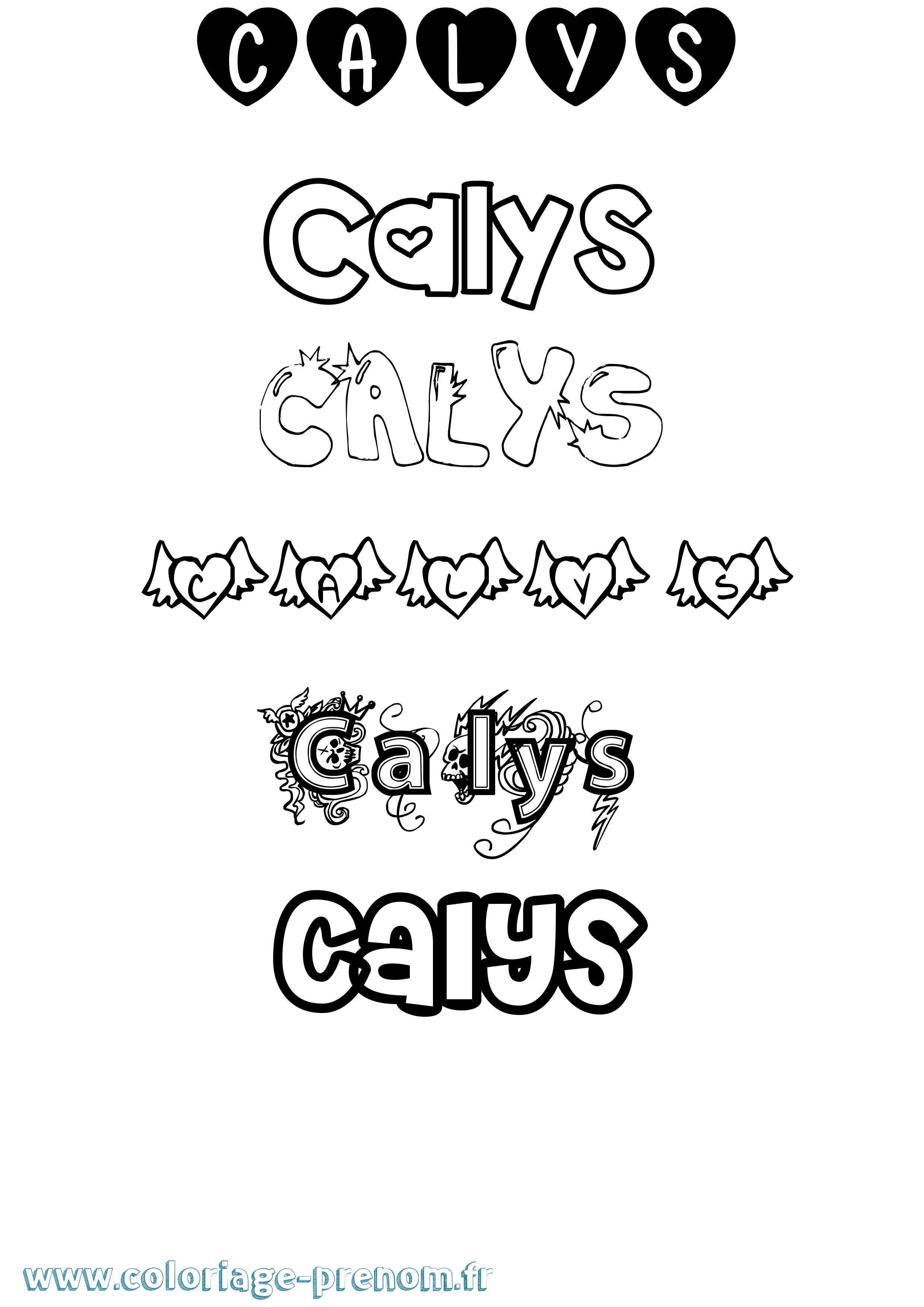 Coloriage prénom Calys Girly