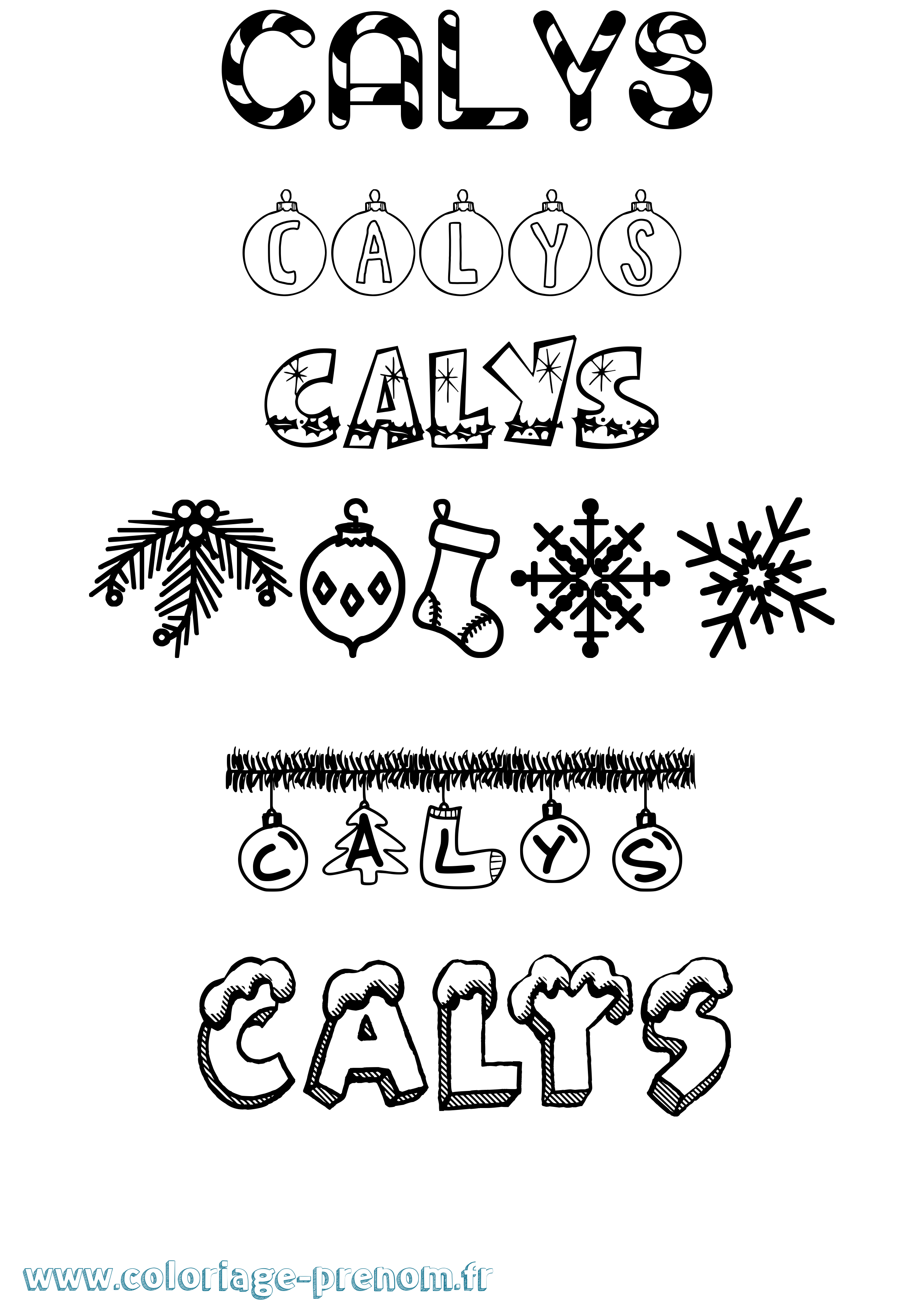 Coloriage prénom Calys Noël