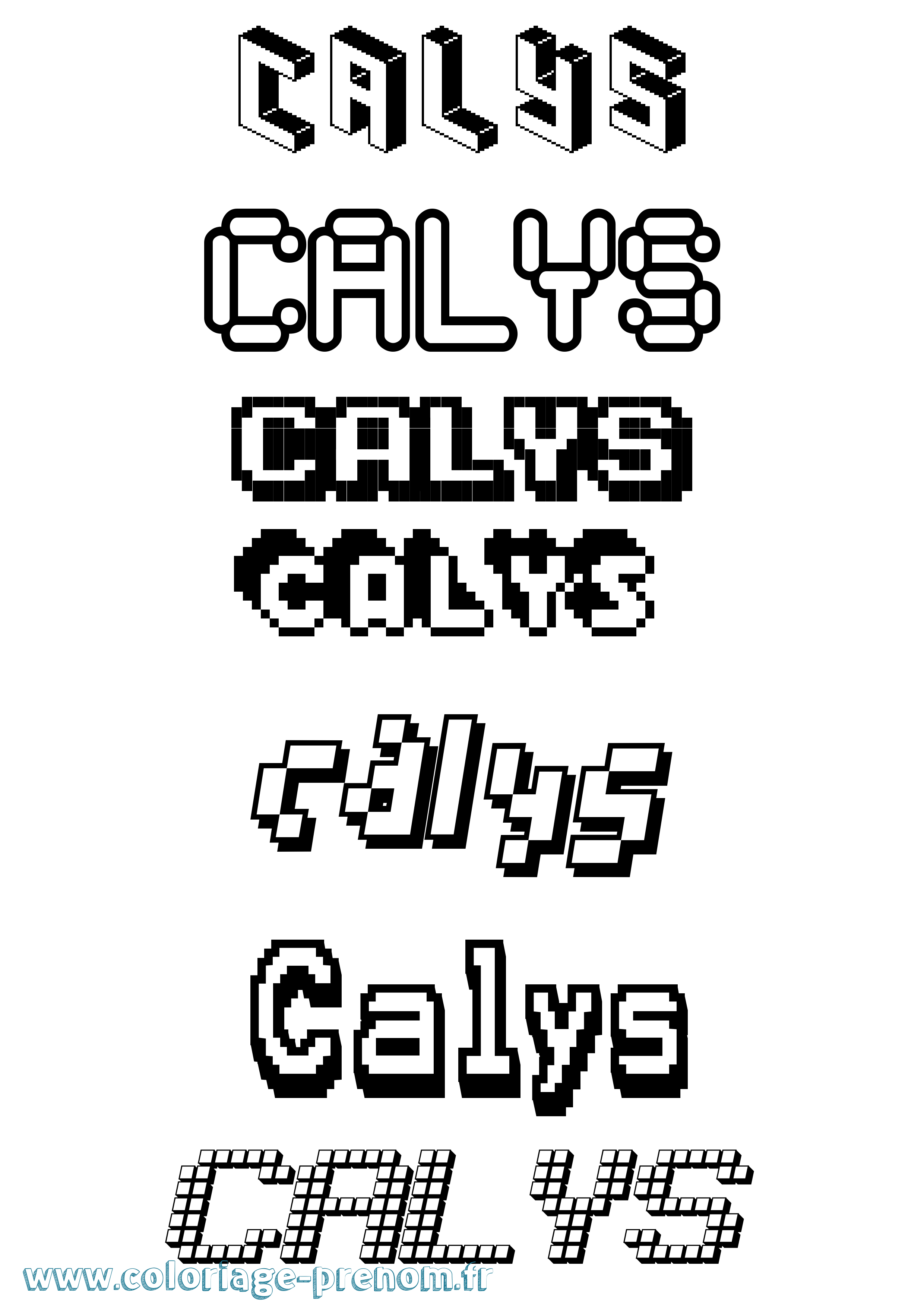 Coloriage prénom Calys Pixel