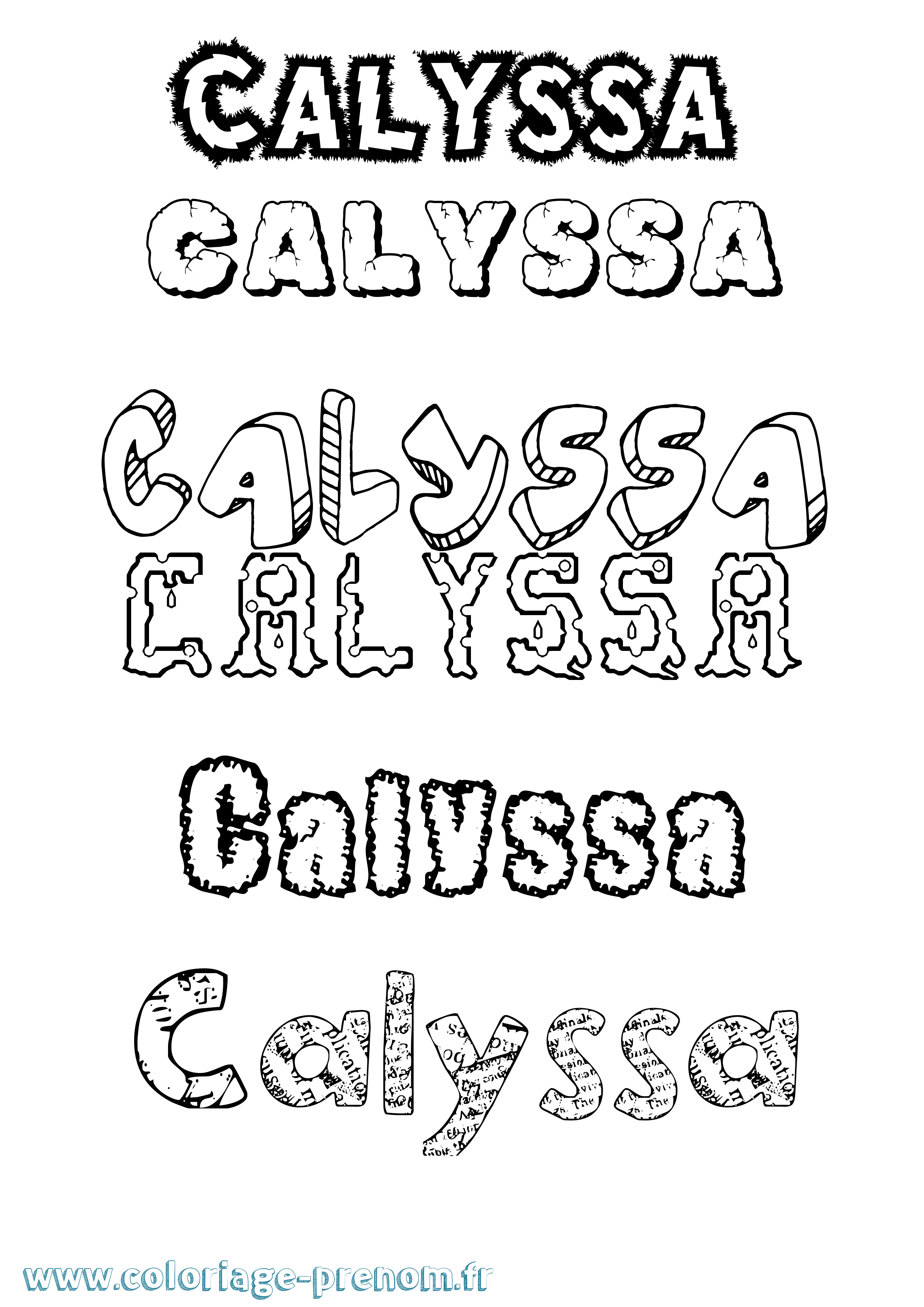 Coloriage prénom Calyssa Destructuré