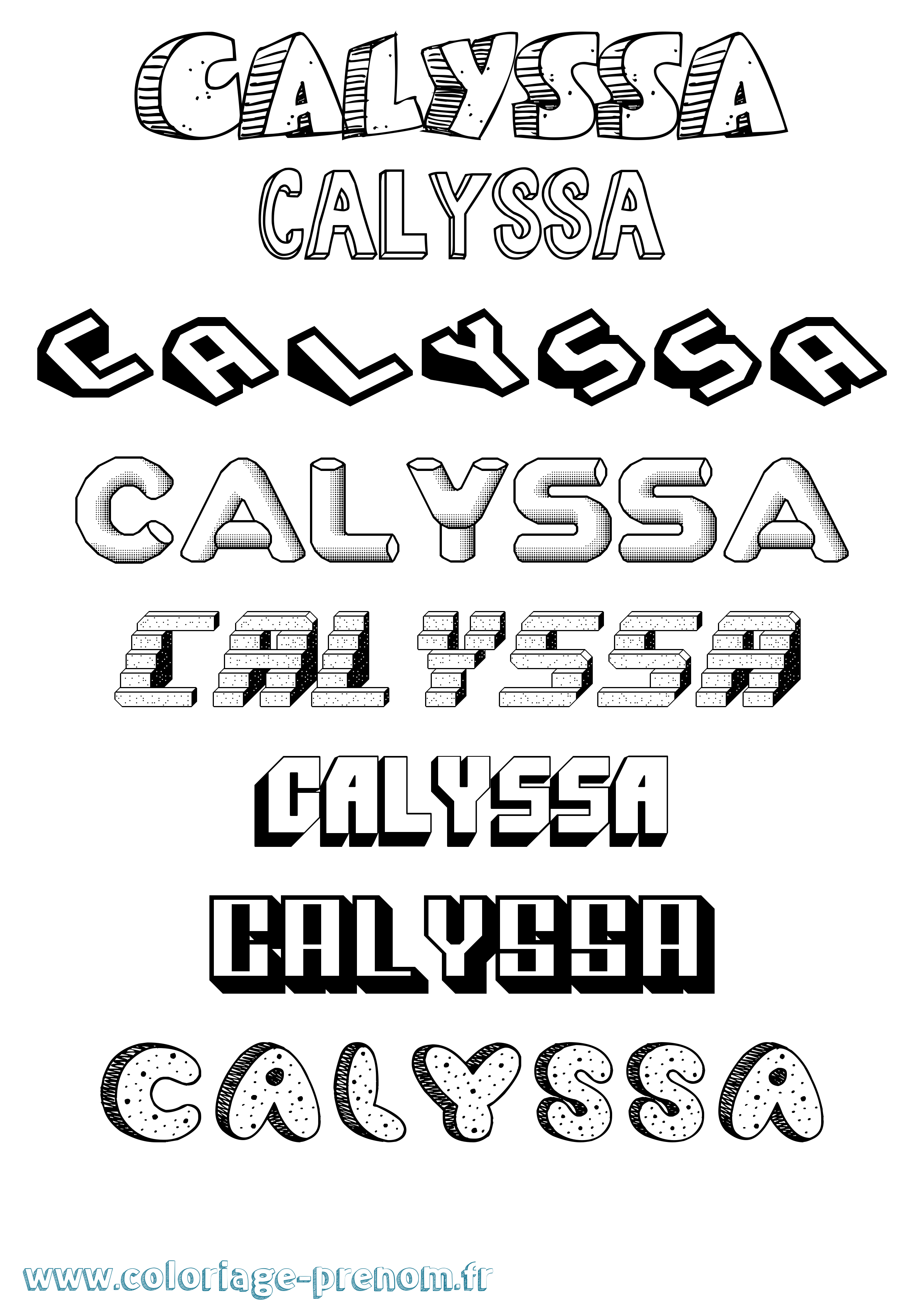 Coloriage prénom Calyssa Effet 3D