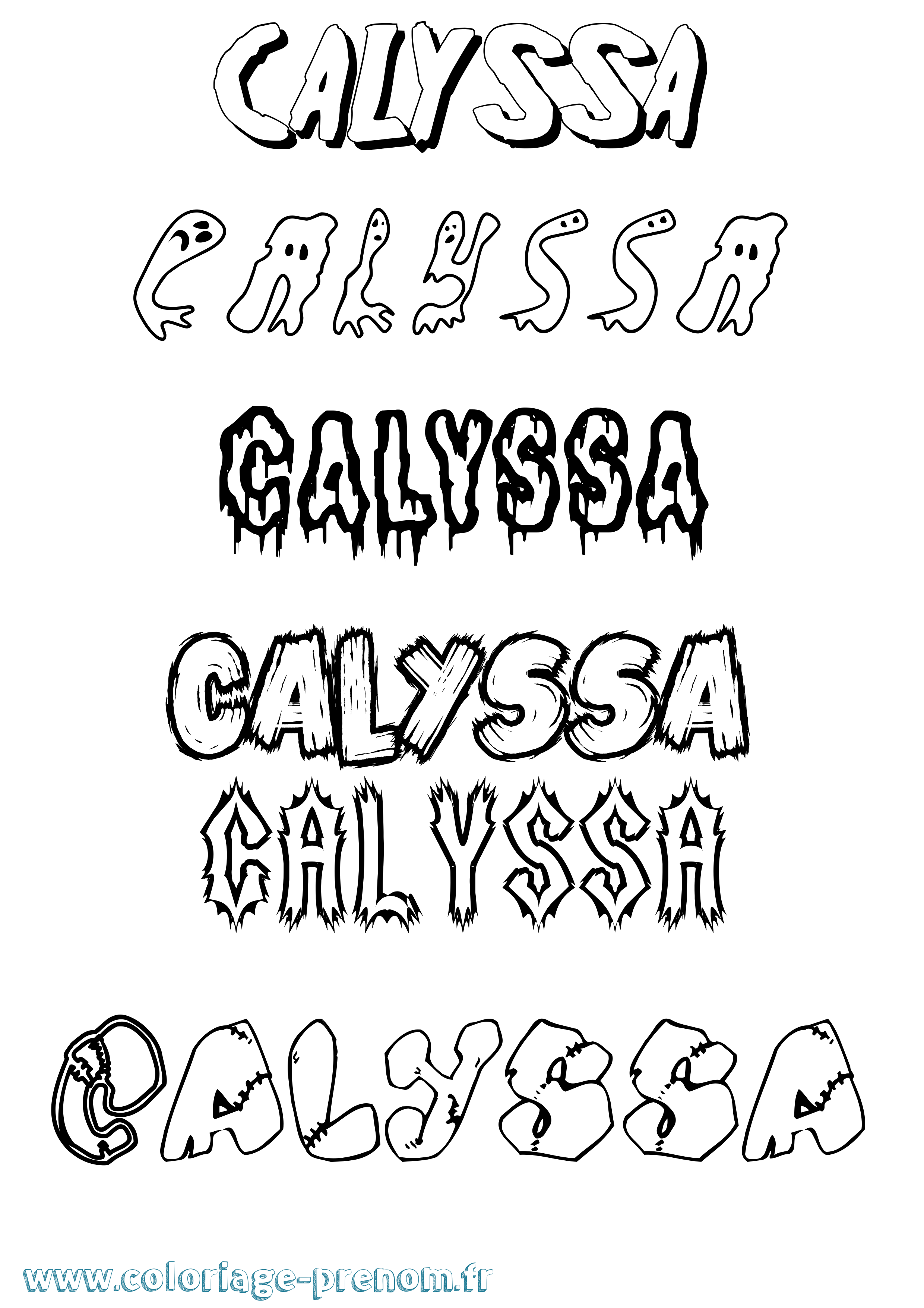 Coloriage prénom Calyssa Frisson