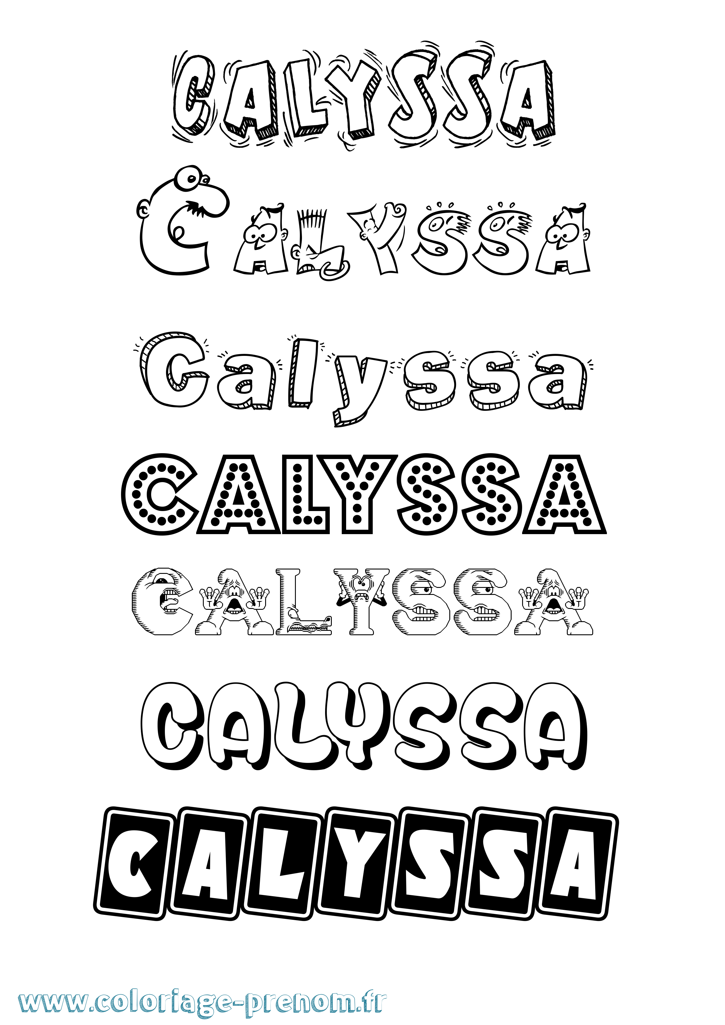 Coloriage prénom Calyssa Fun