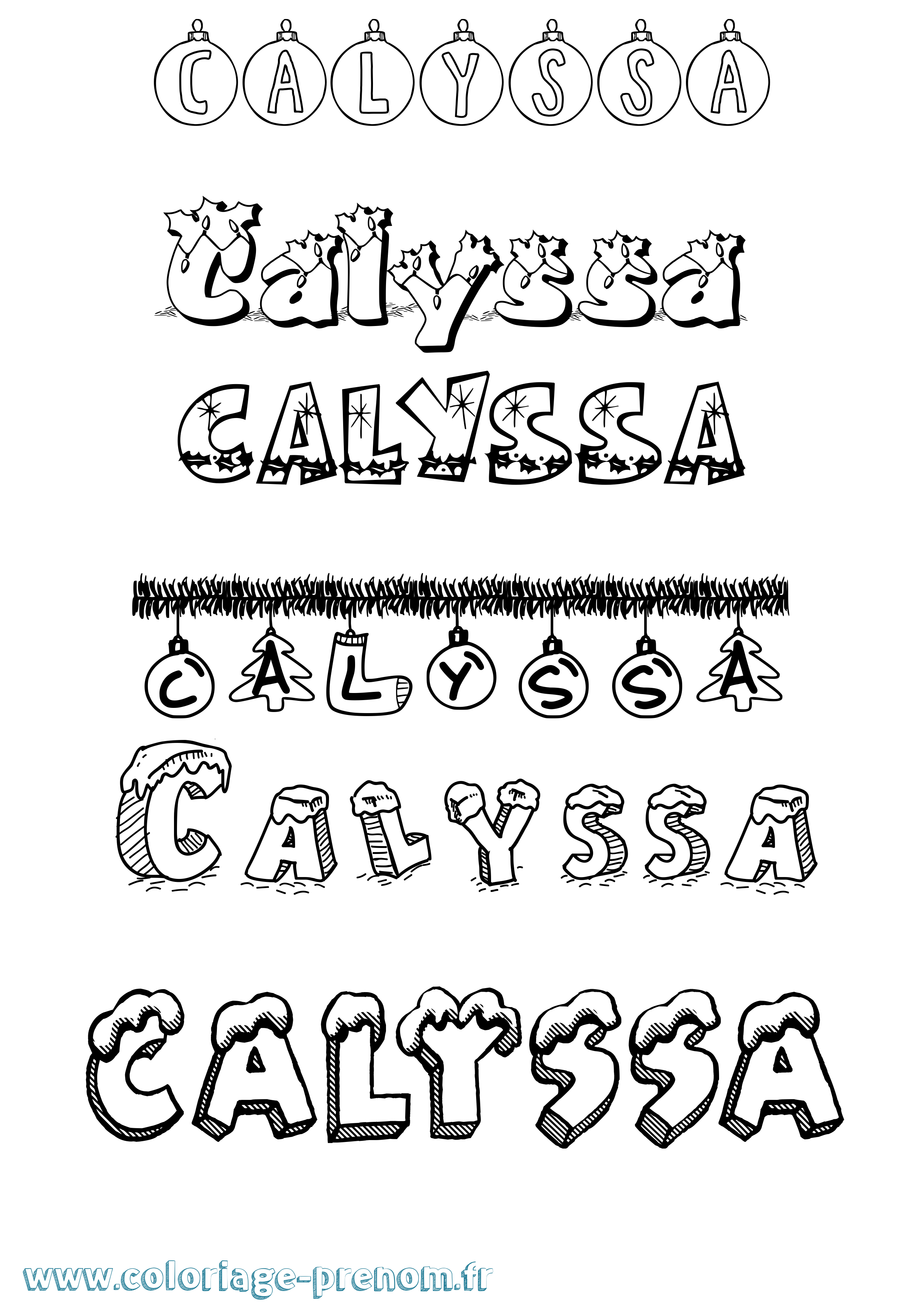 Coloriage prénom Calyssa Noël
