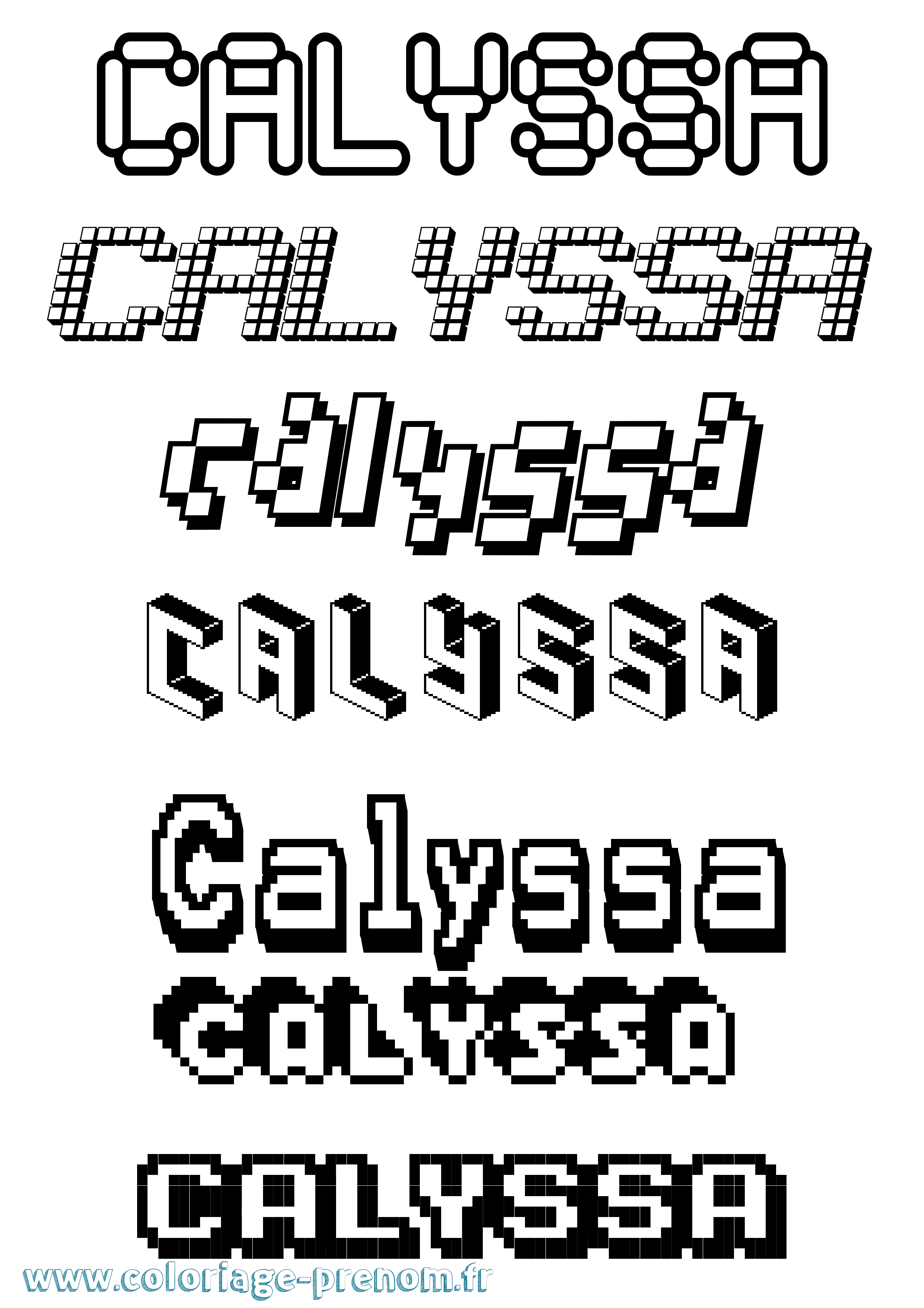 Coloriage prénom Calyssa Pixel