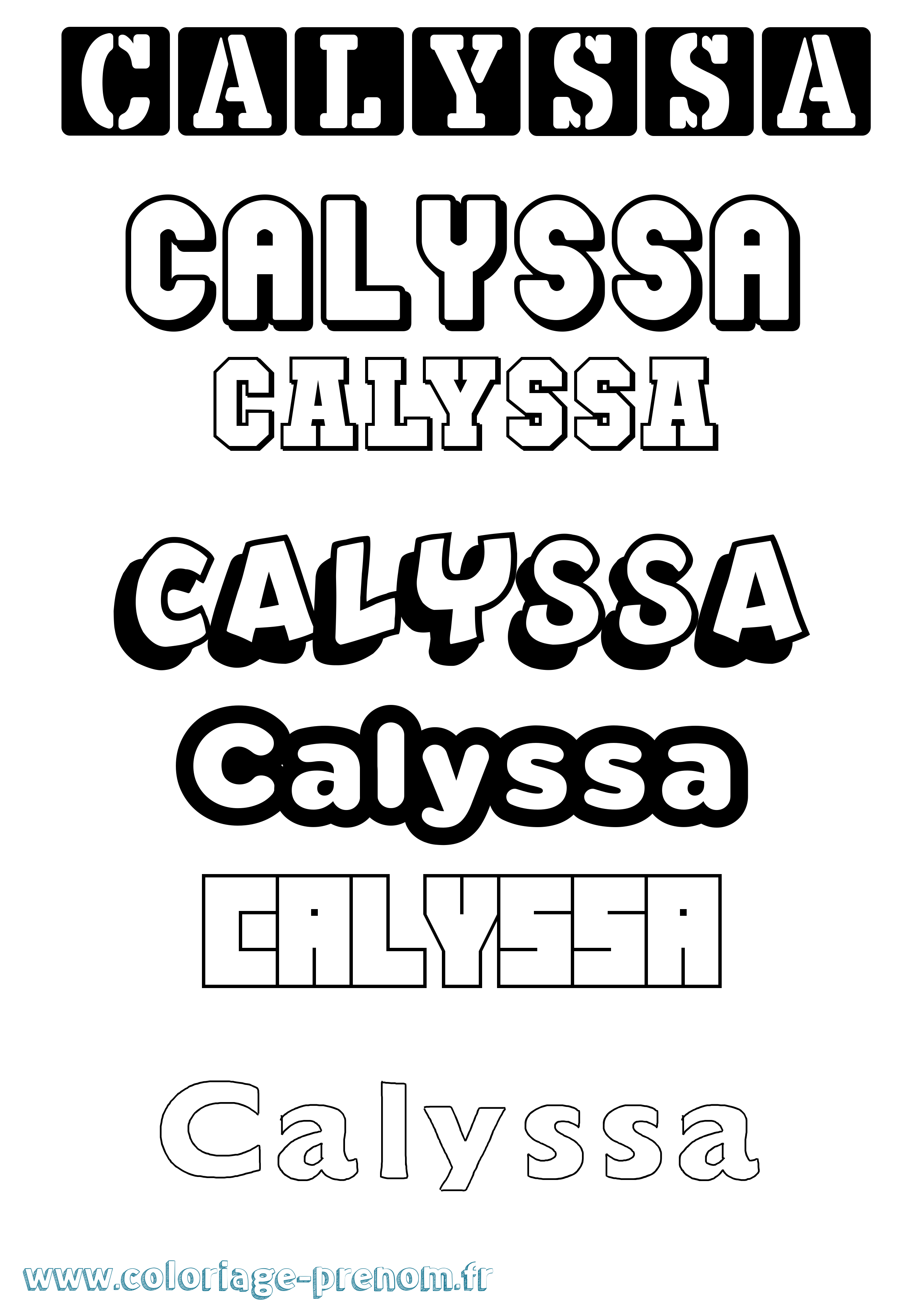 Coloriage prénom Calyssa Simple