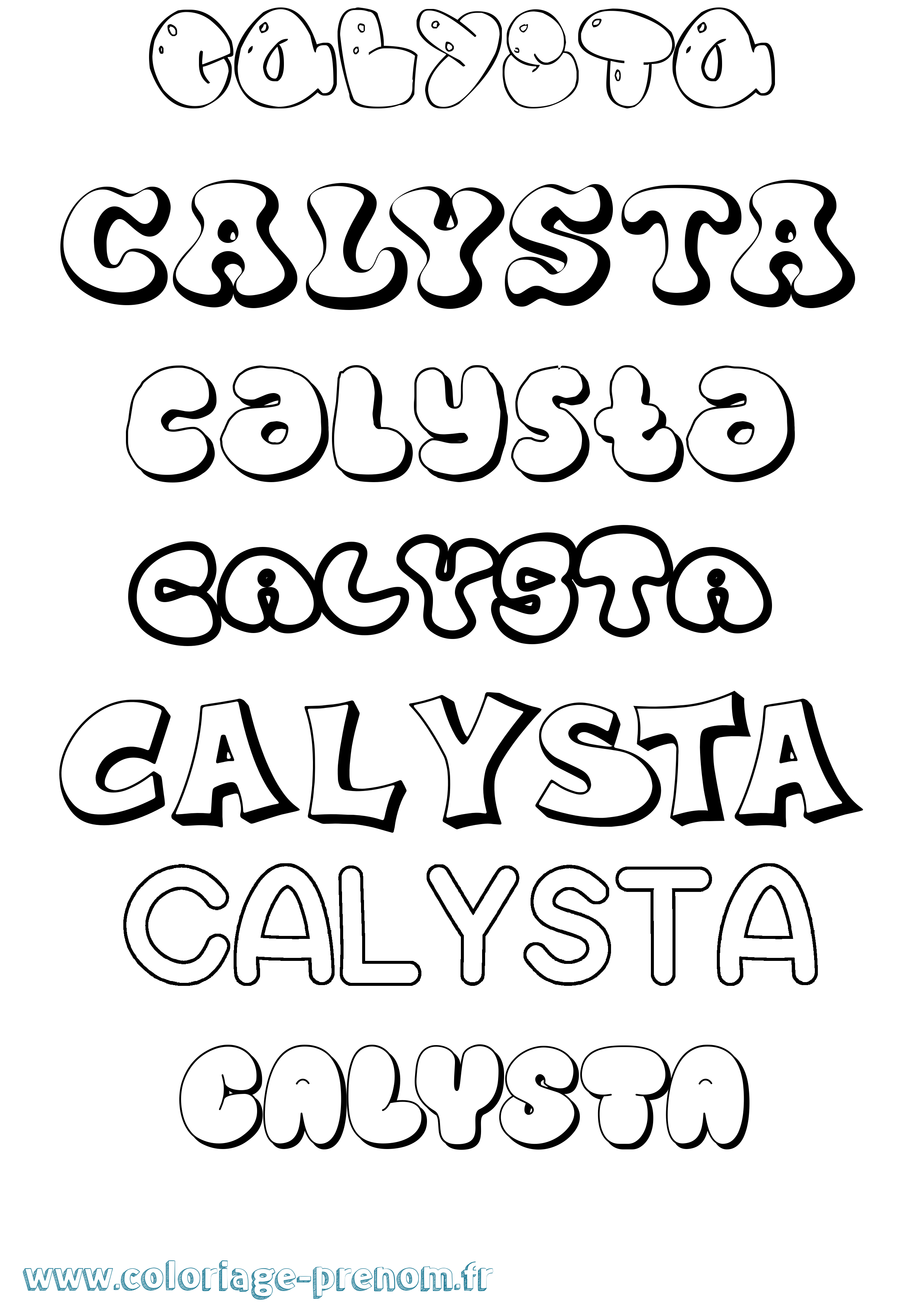 Coloriage prénom Calysta Bubble