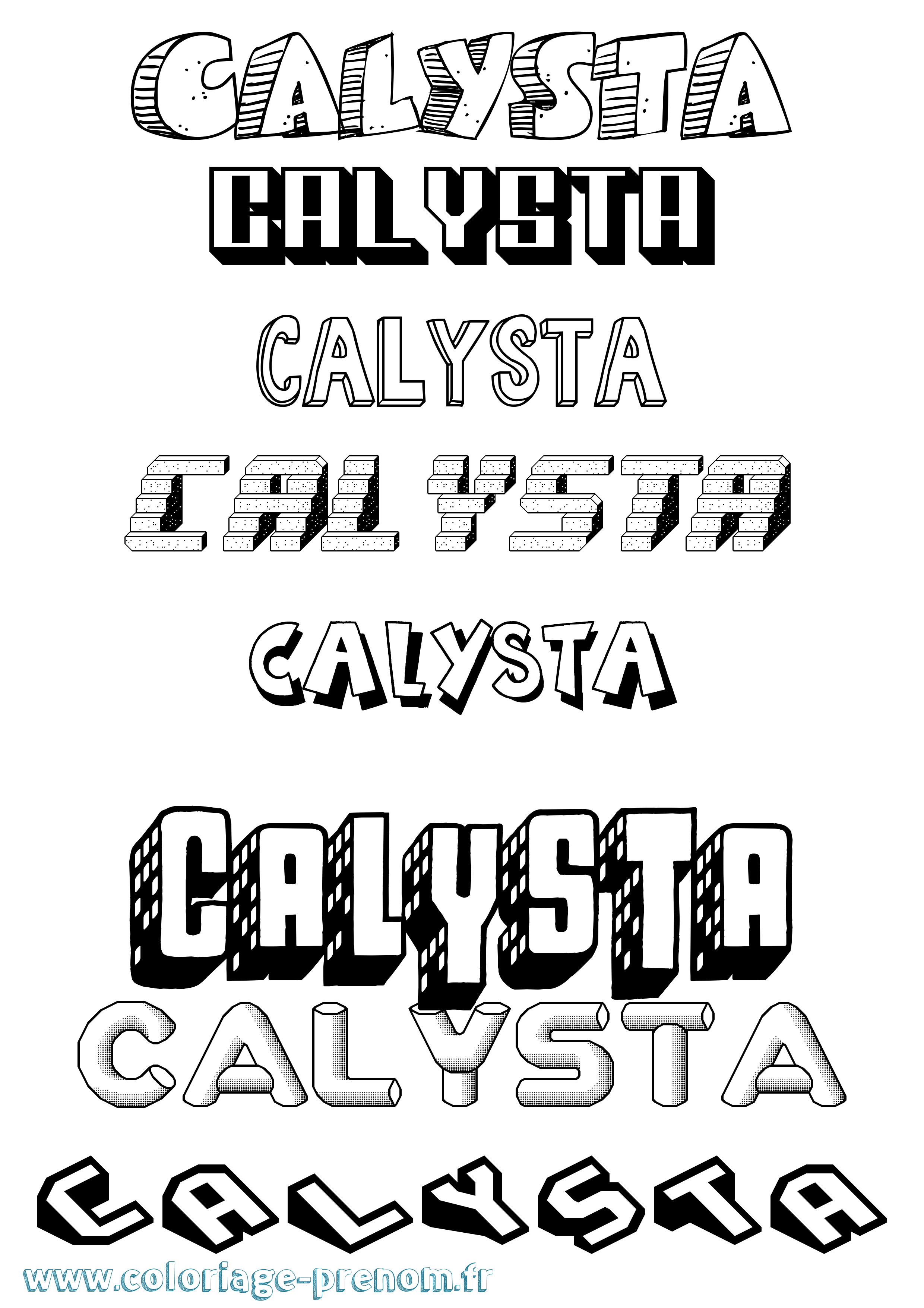 Coloriage prénom Calysta Effet 3D