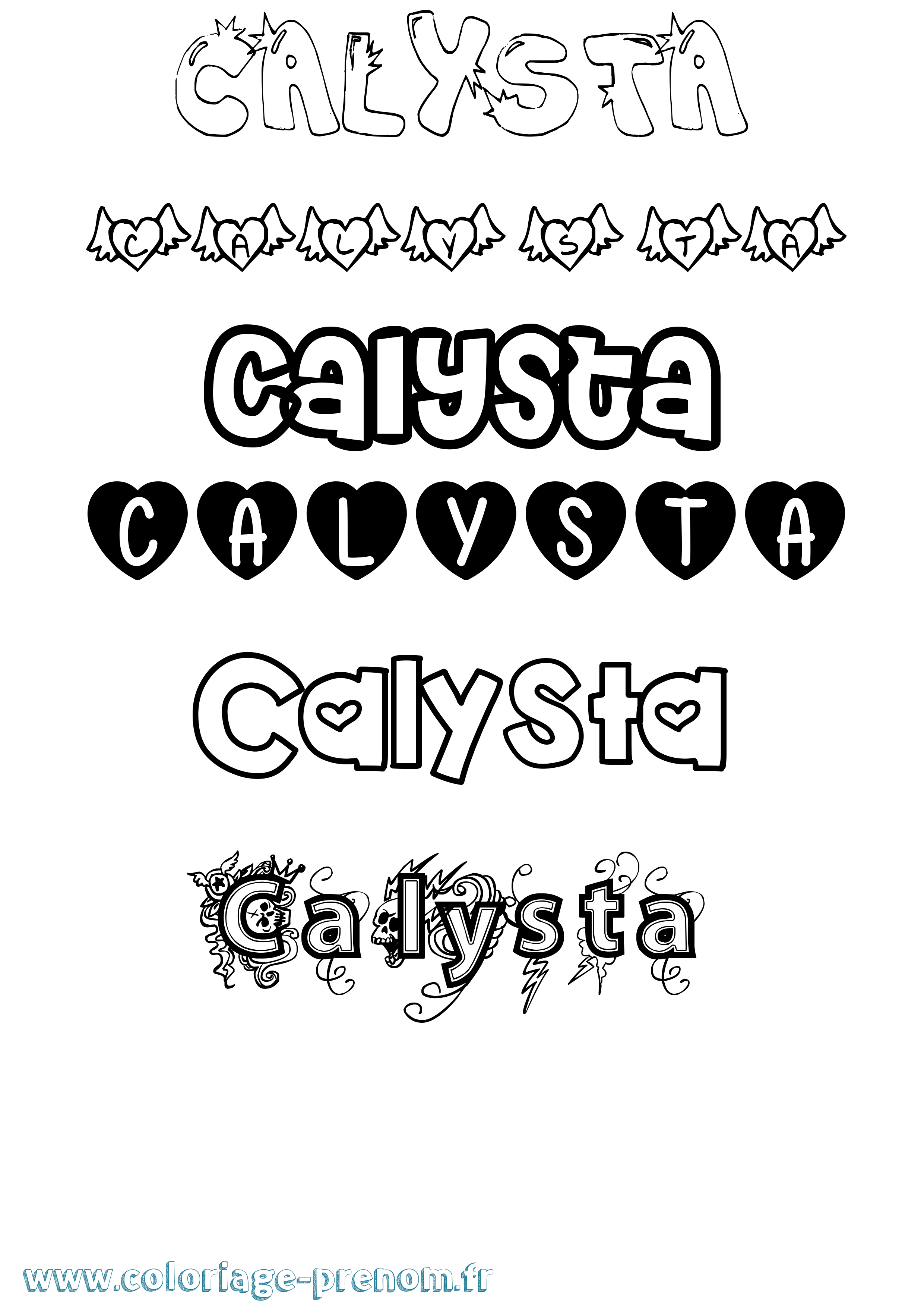 Coloriage prénom Calysta Girly