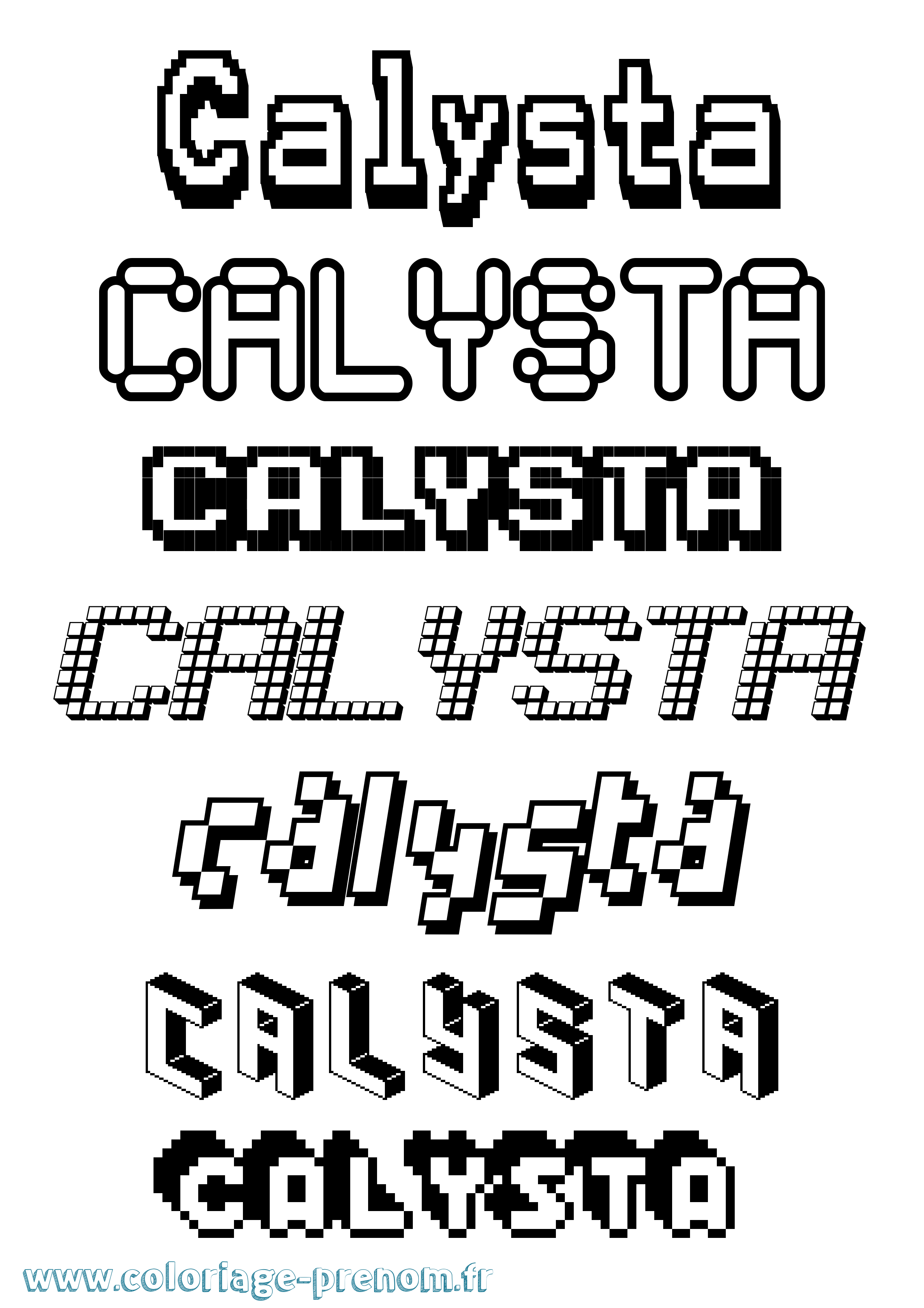 Coloriage prénom Calysta Pixel