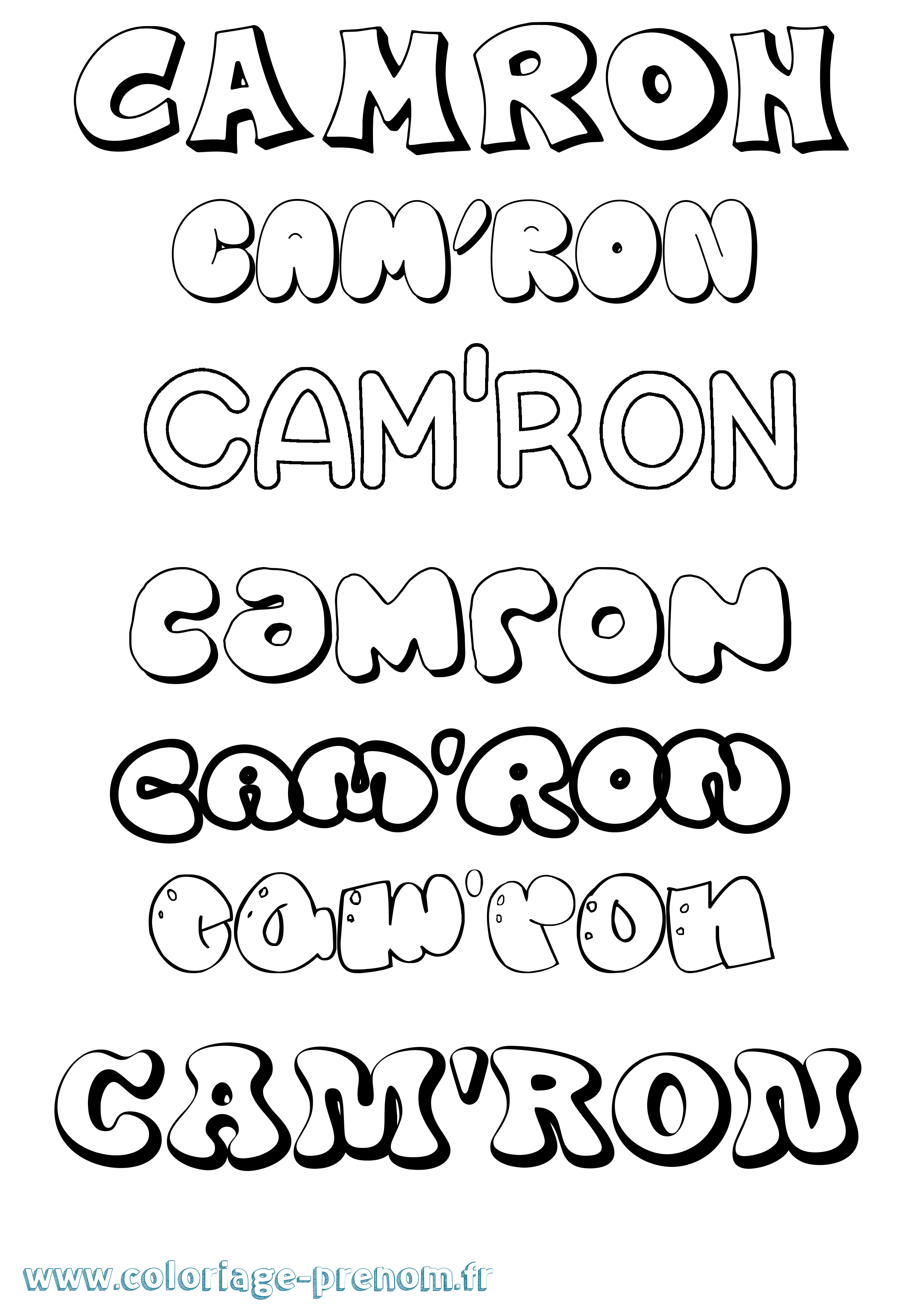 Coloriage prénom Cam'Ron Bubble