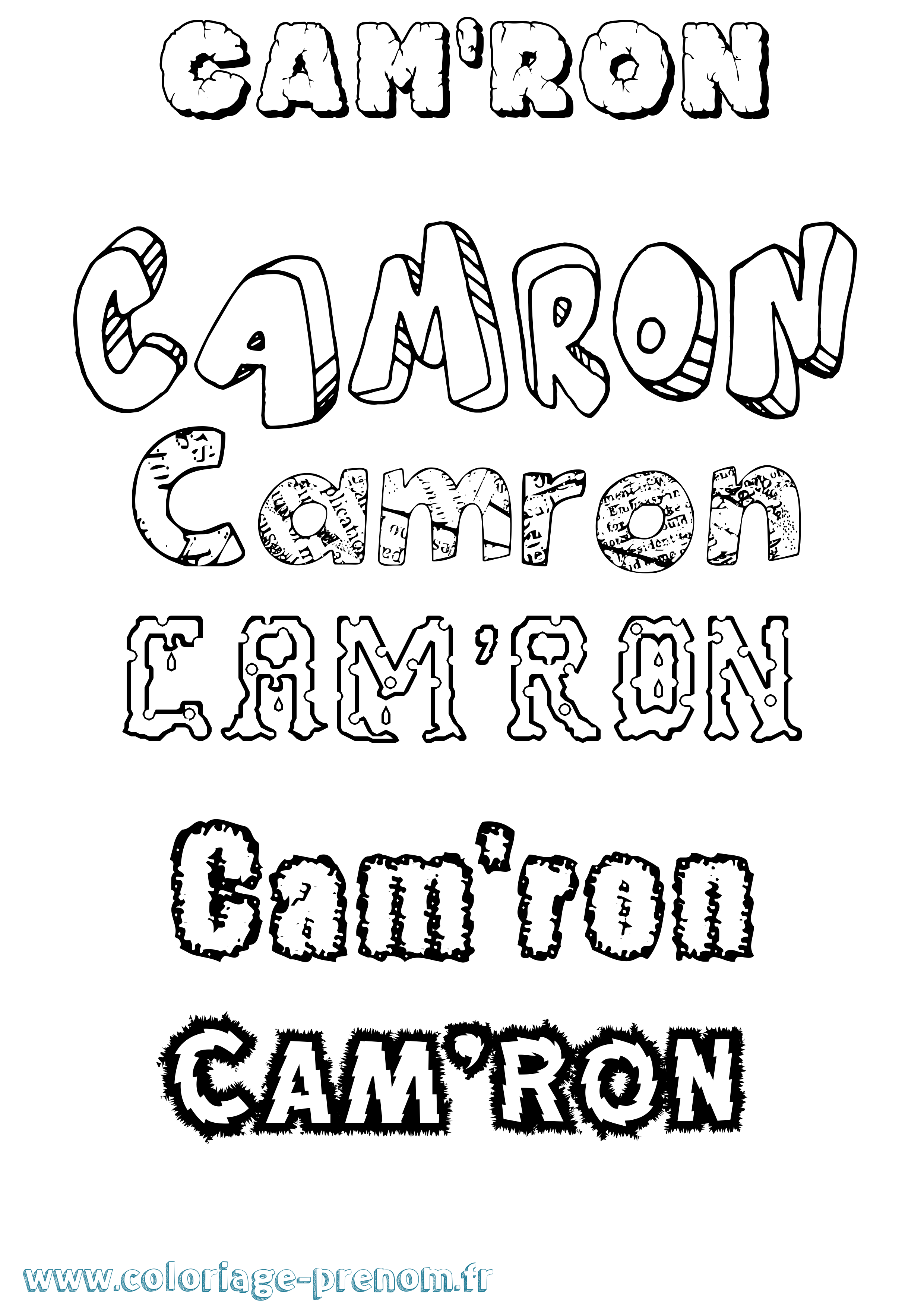 Coloriage prénom Cam'Ron Destructuré