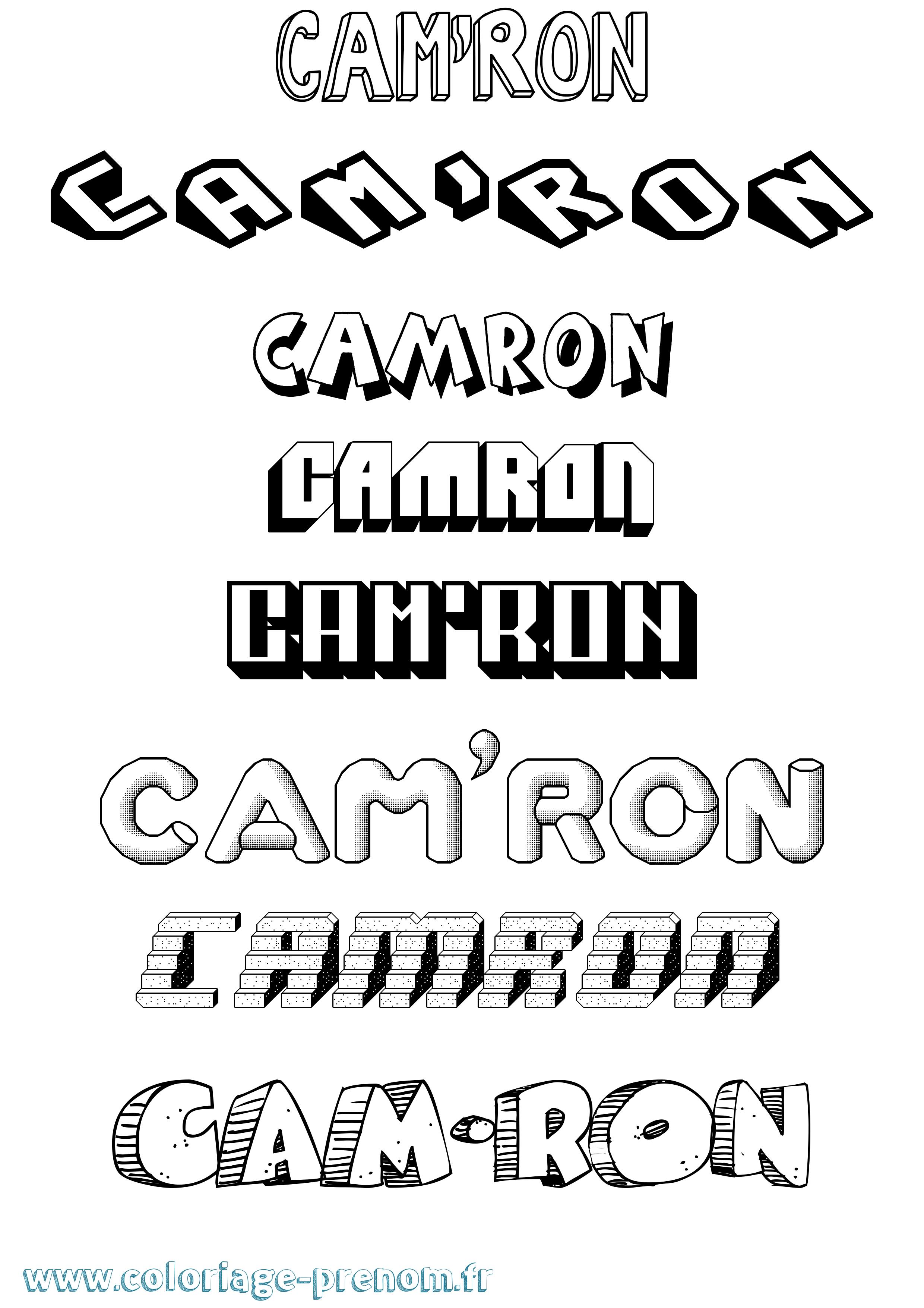 Coloriage prénom Cam'Ron Effet 3D