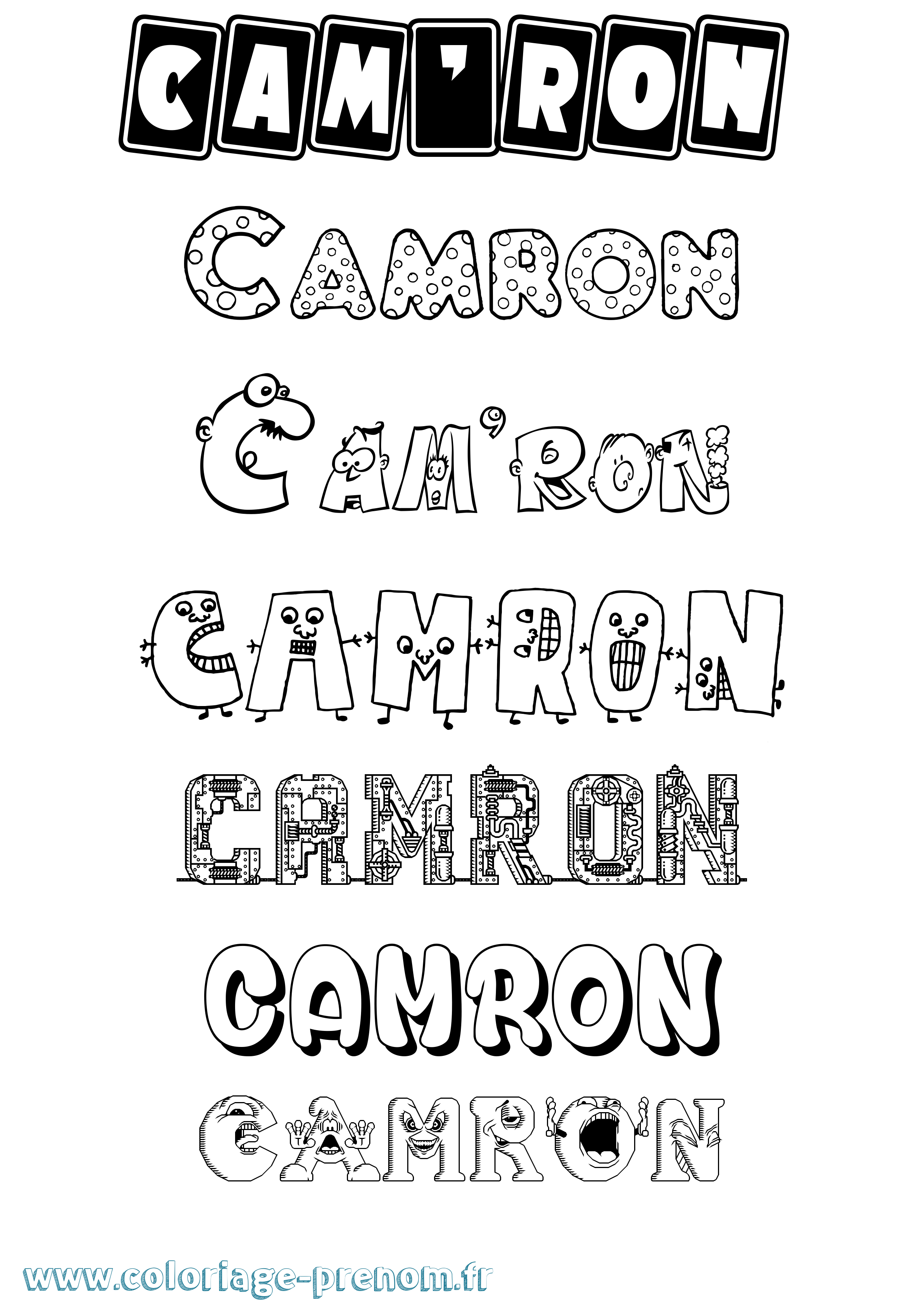 Coloriage prénom Cam'Ron Fun