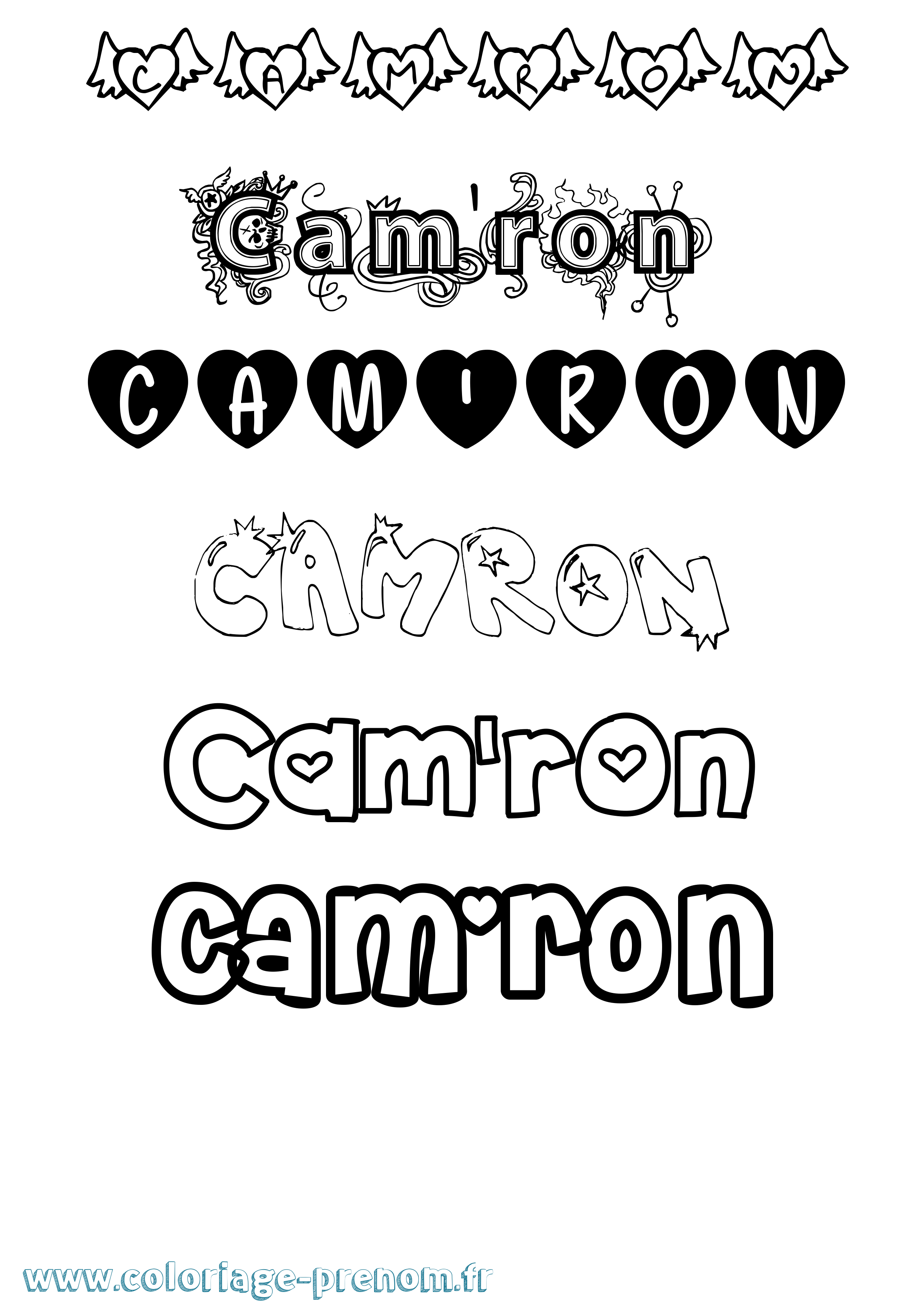 Coloriage Cam'Ron Girly Coloriage prénom Cam'Ron Girly