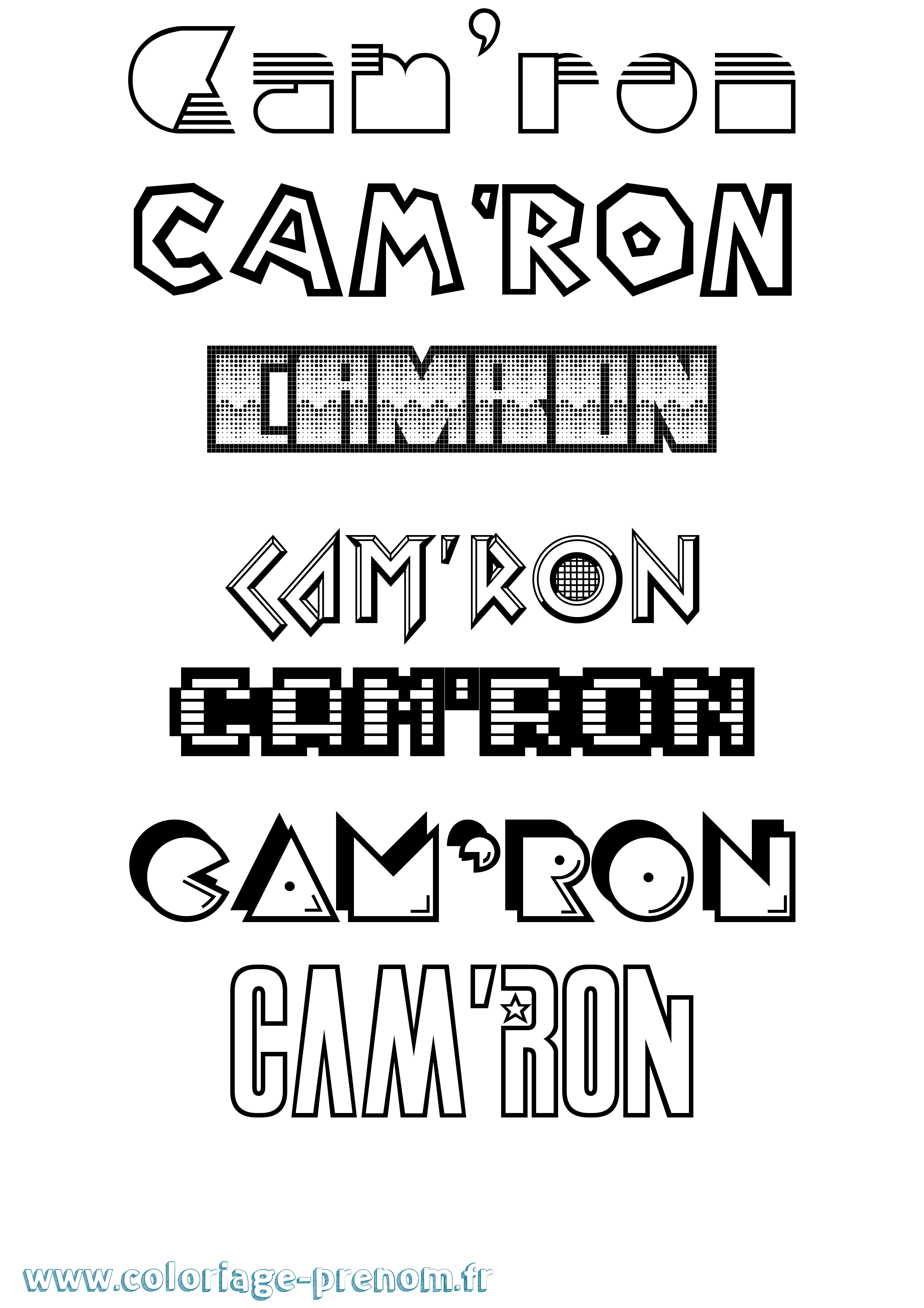 Coloriage prénom Cam'Ron Jeux Vidéos