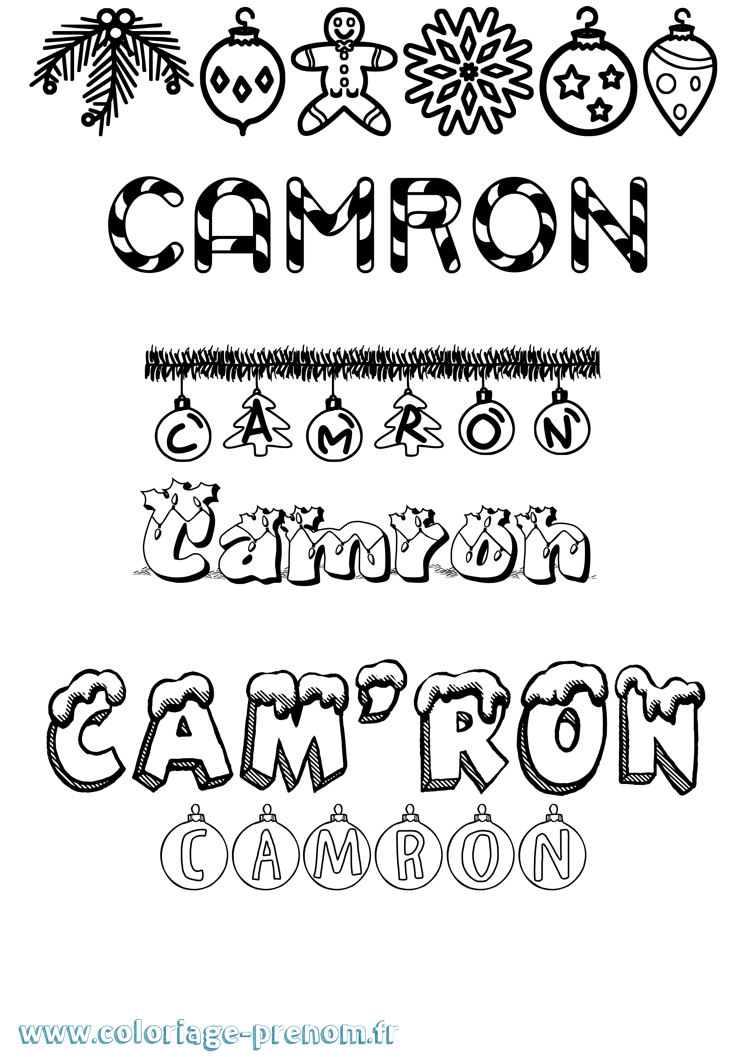 Coloriage Cam'Ron Noël Coloriage prénom Cam'Ron Noël
