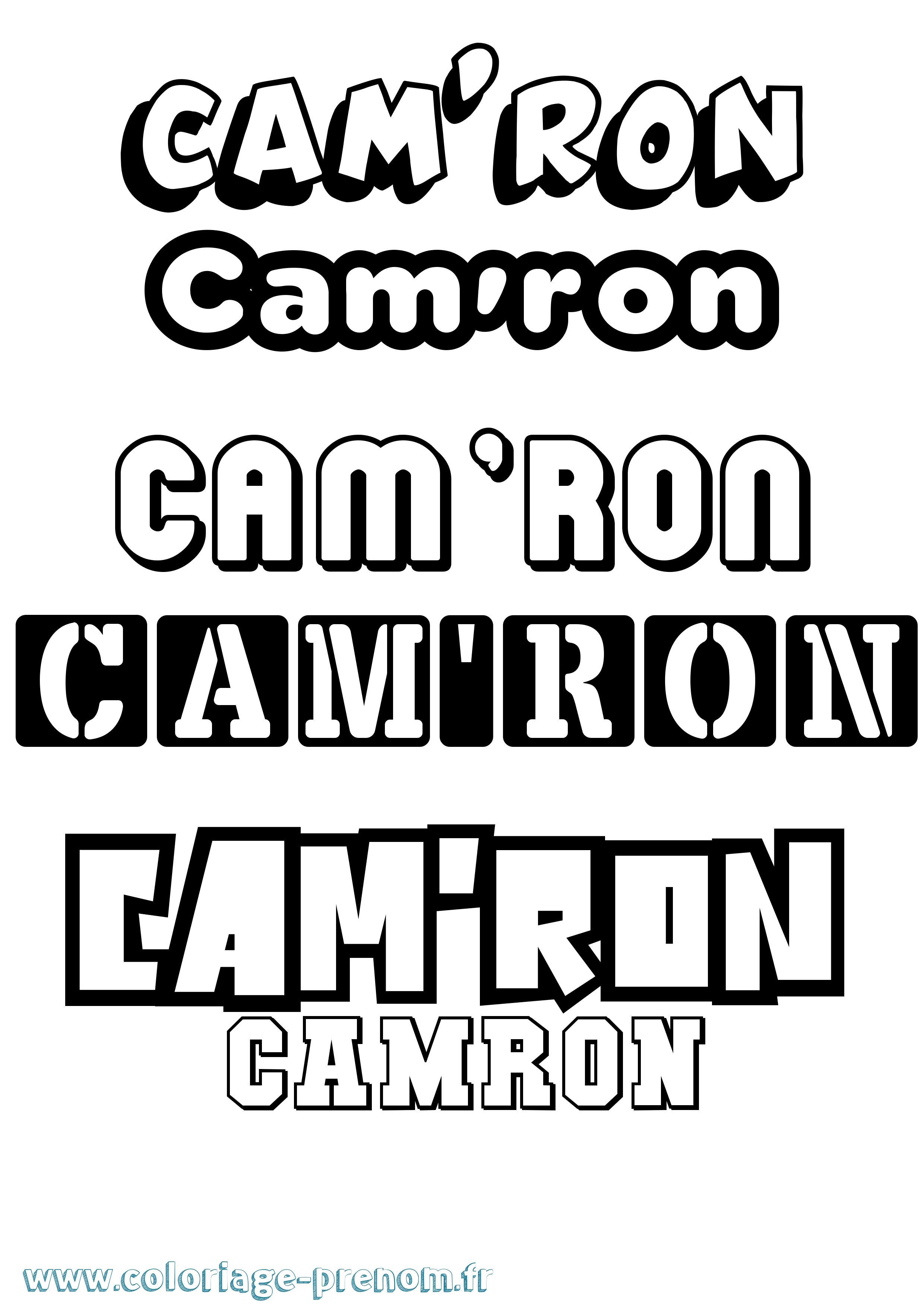 Coloriage prénom Cam'Ron Simple