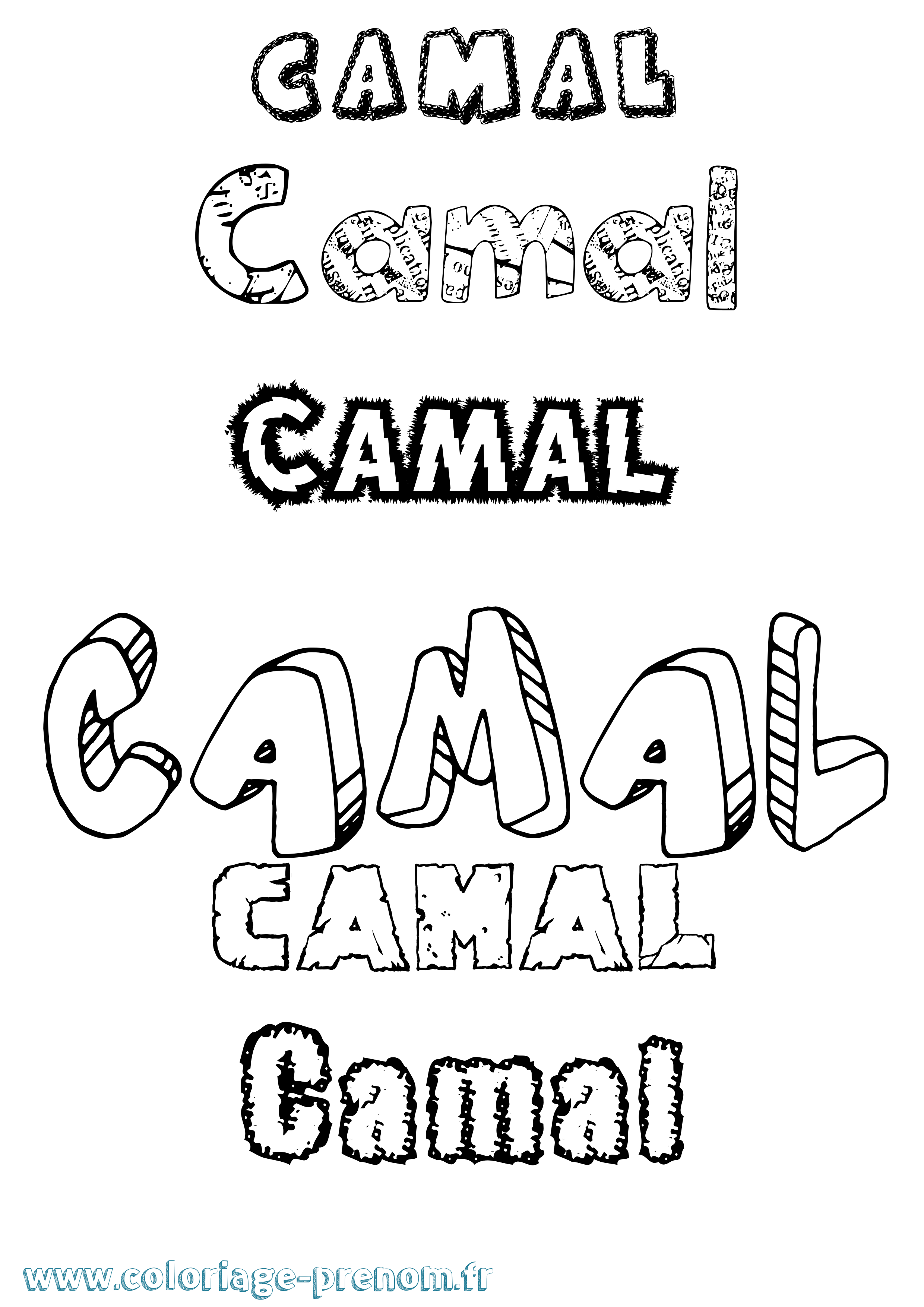 Coloriage prénom Camal Destructuré