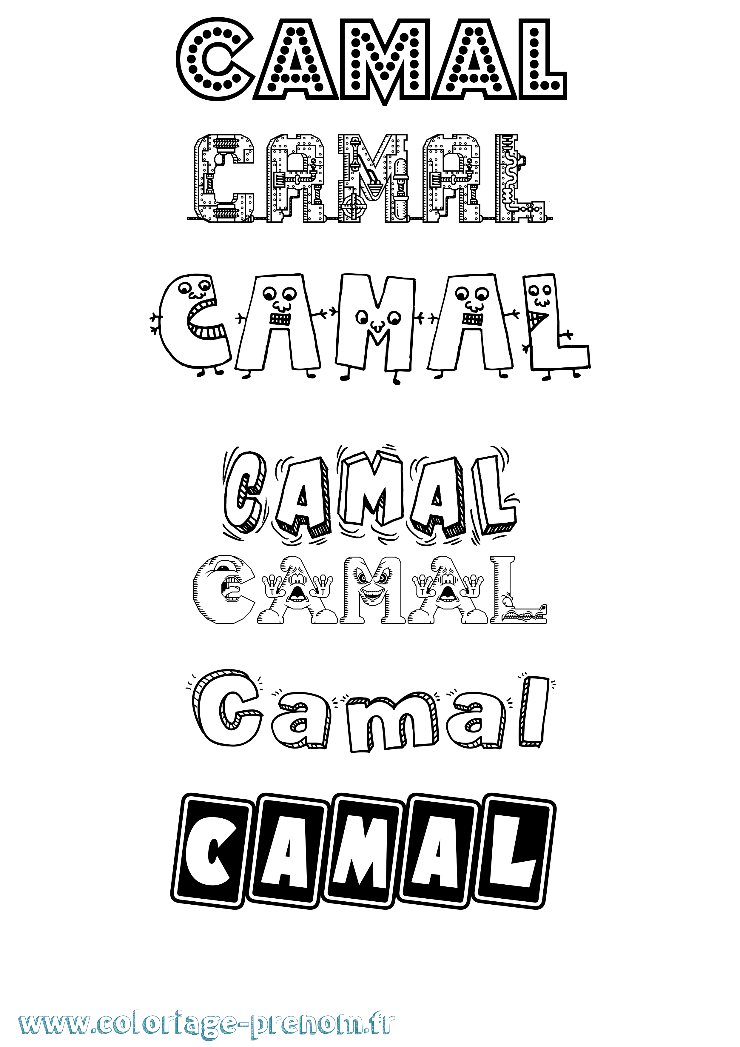 Coloriage prénom Camal Fun
