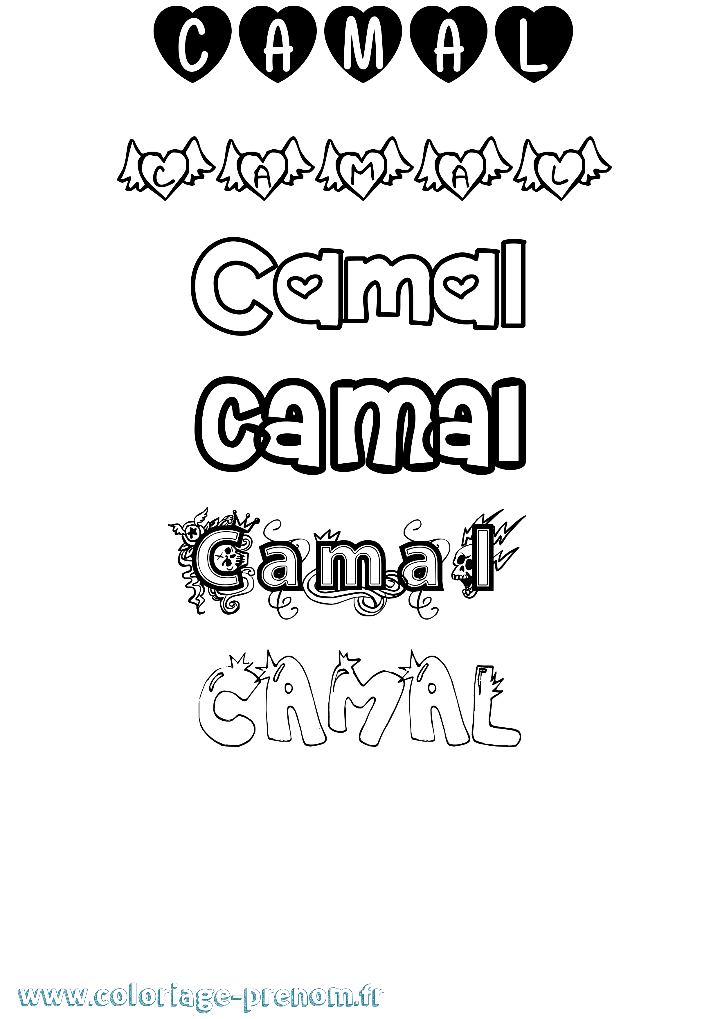 Coloriage prénom Camal Girly