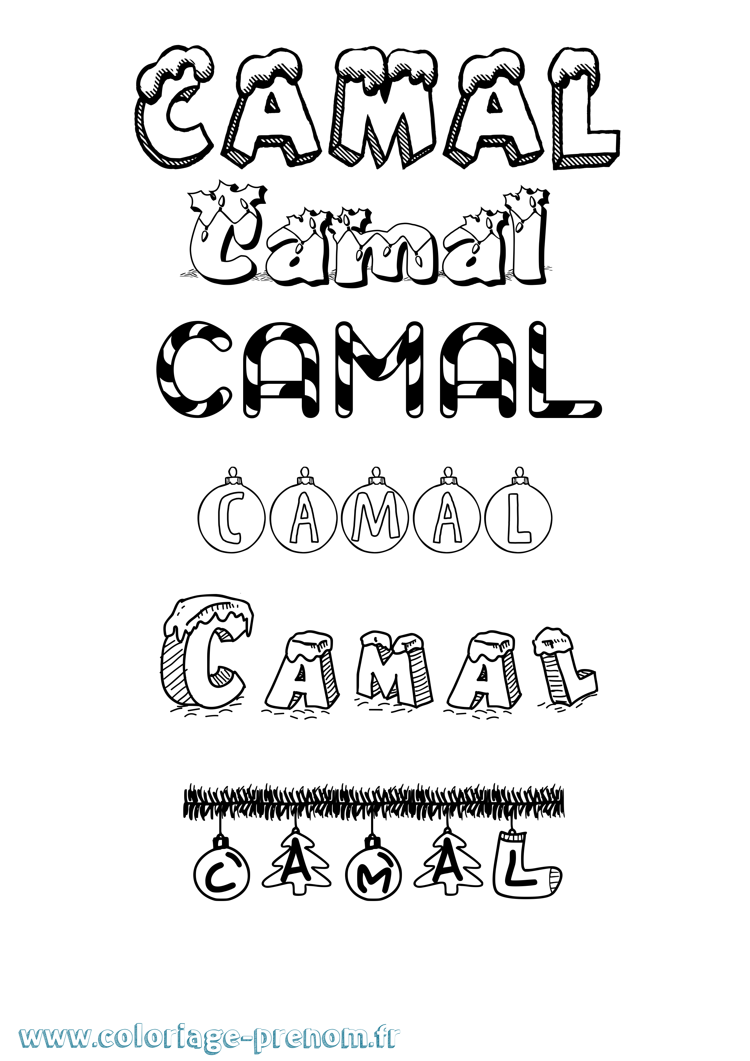 Coloriage prénom Camal Noël