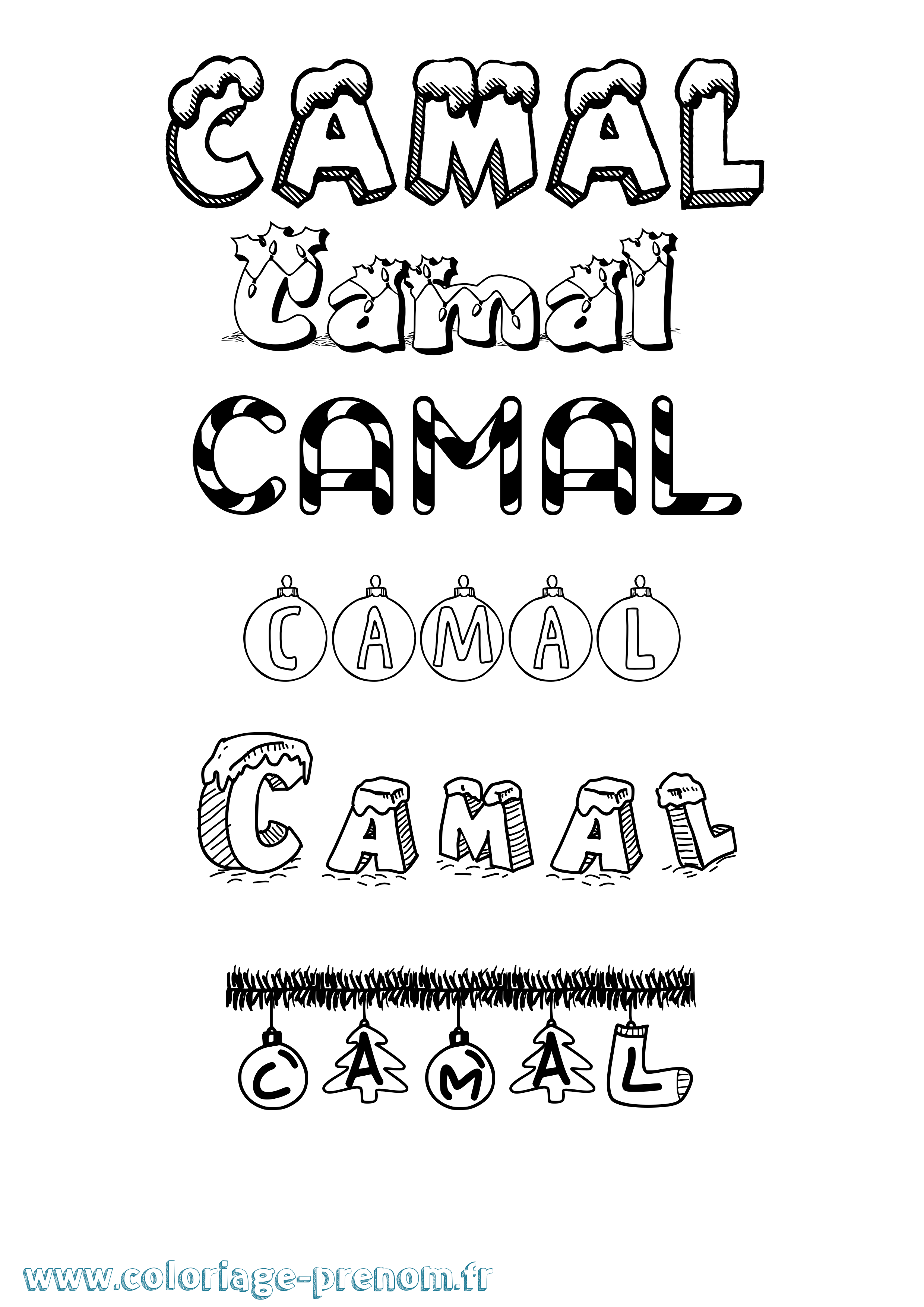 Coloriage Camal Noël Coloriage prénom Camal Noël