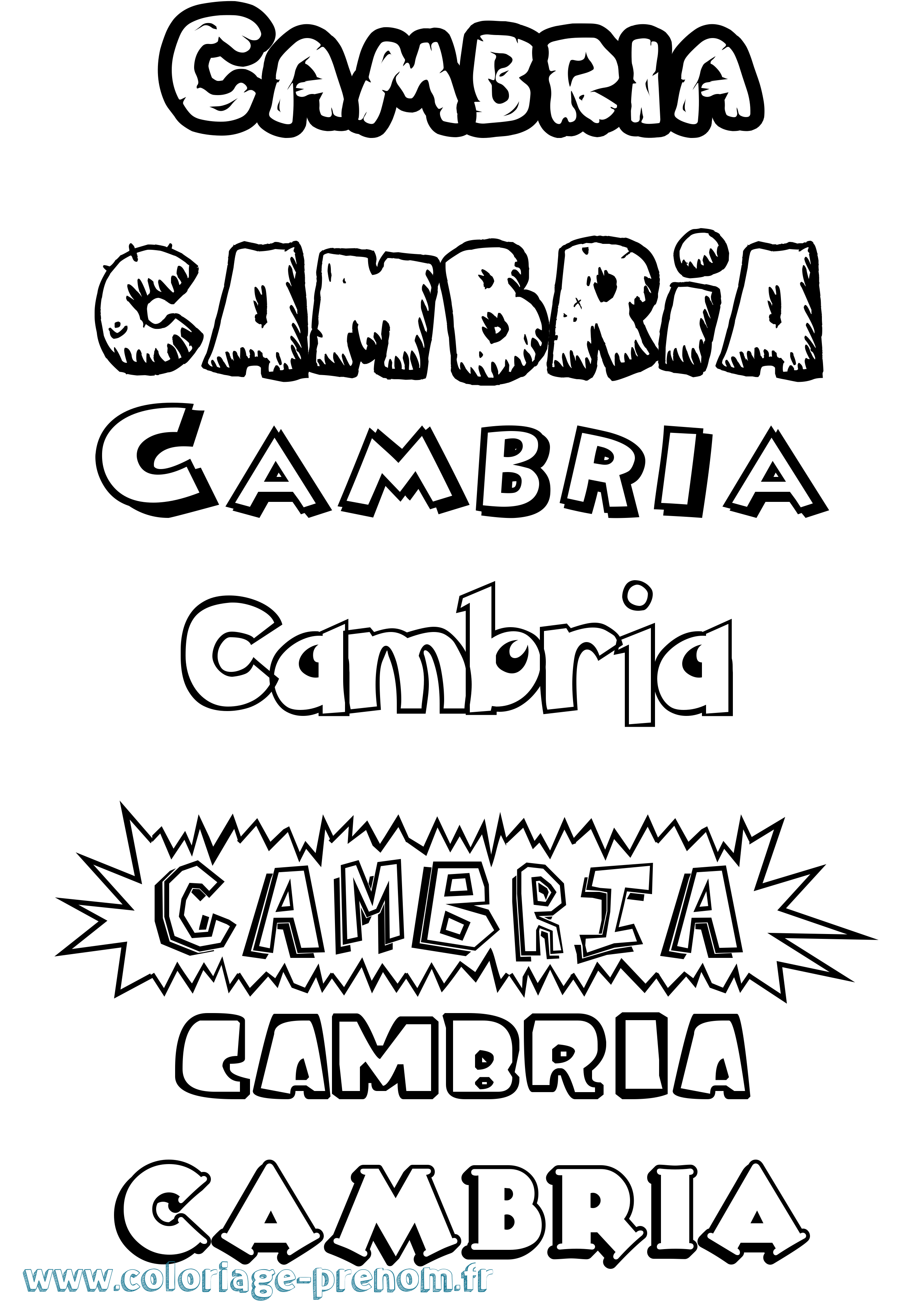 Coloriage Cambria Dessin Animé Coloriage prénom Cambria Dessin Animé