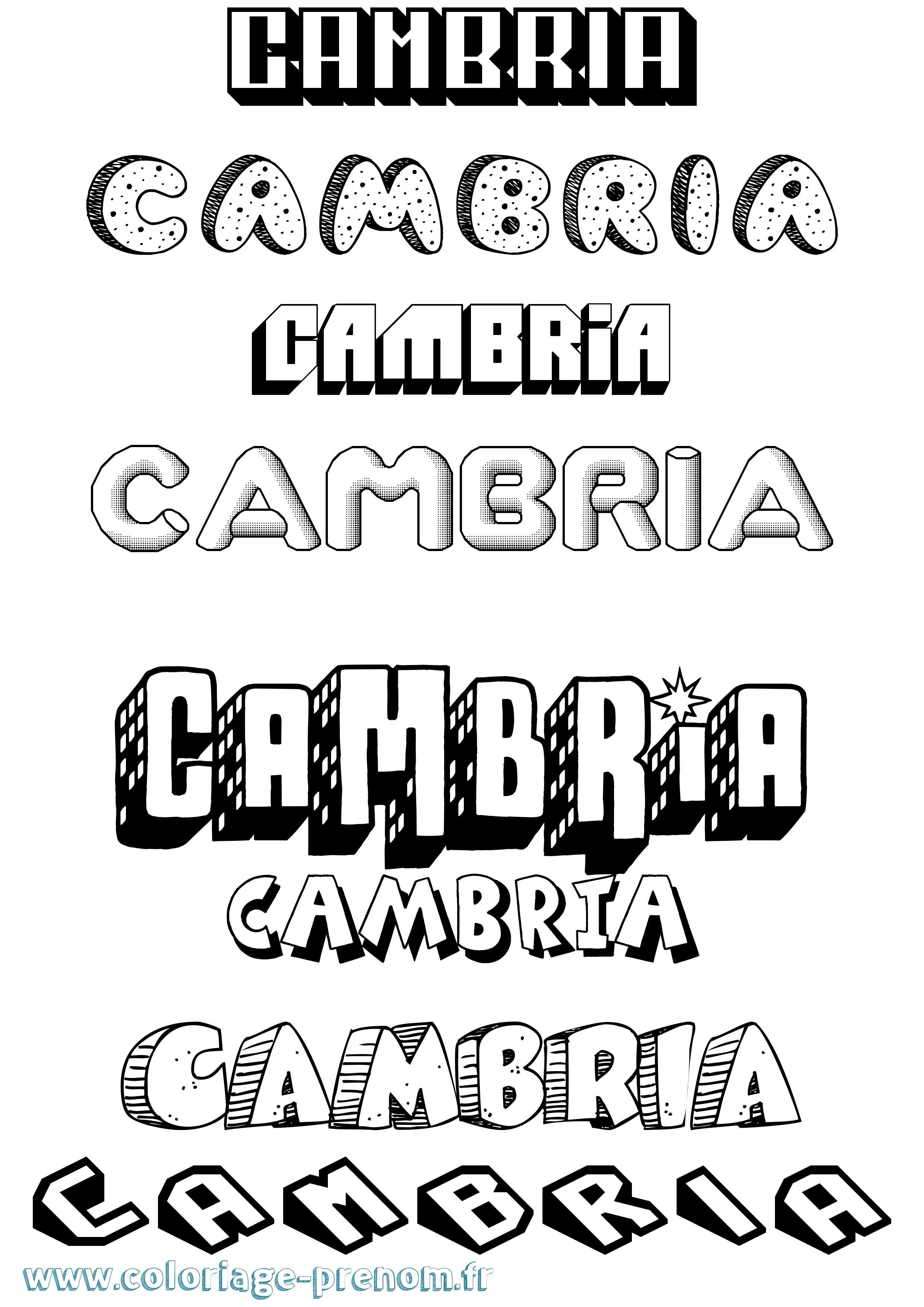 Coloriage Cambria Effet 3D Coloriage prénom Cambria Effet 3D