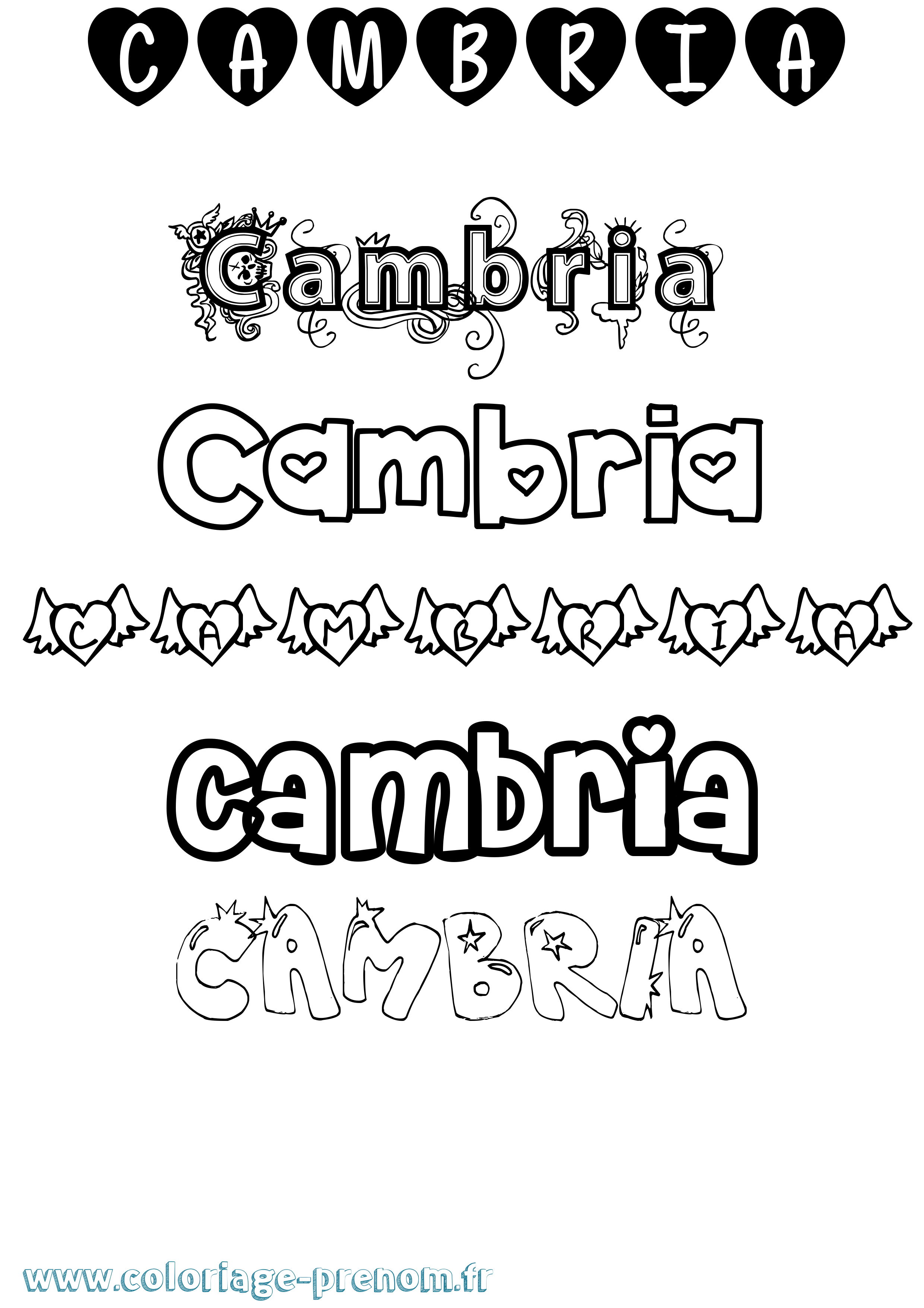 Coloriage Cambria Girly Coloriage prénom Cambria Girly
