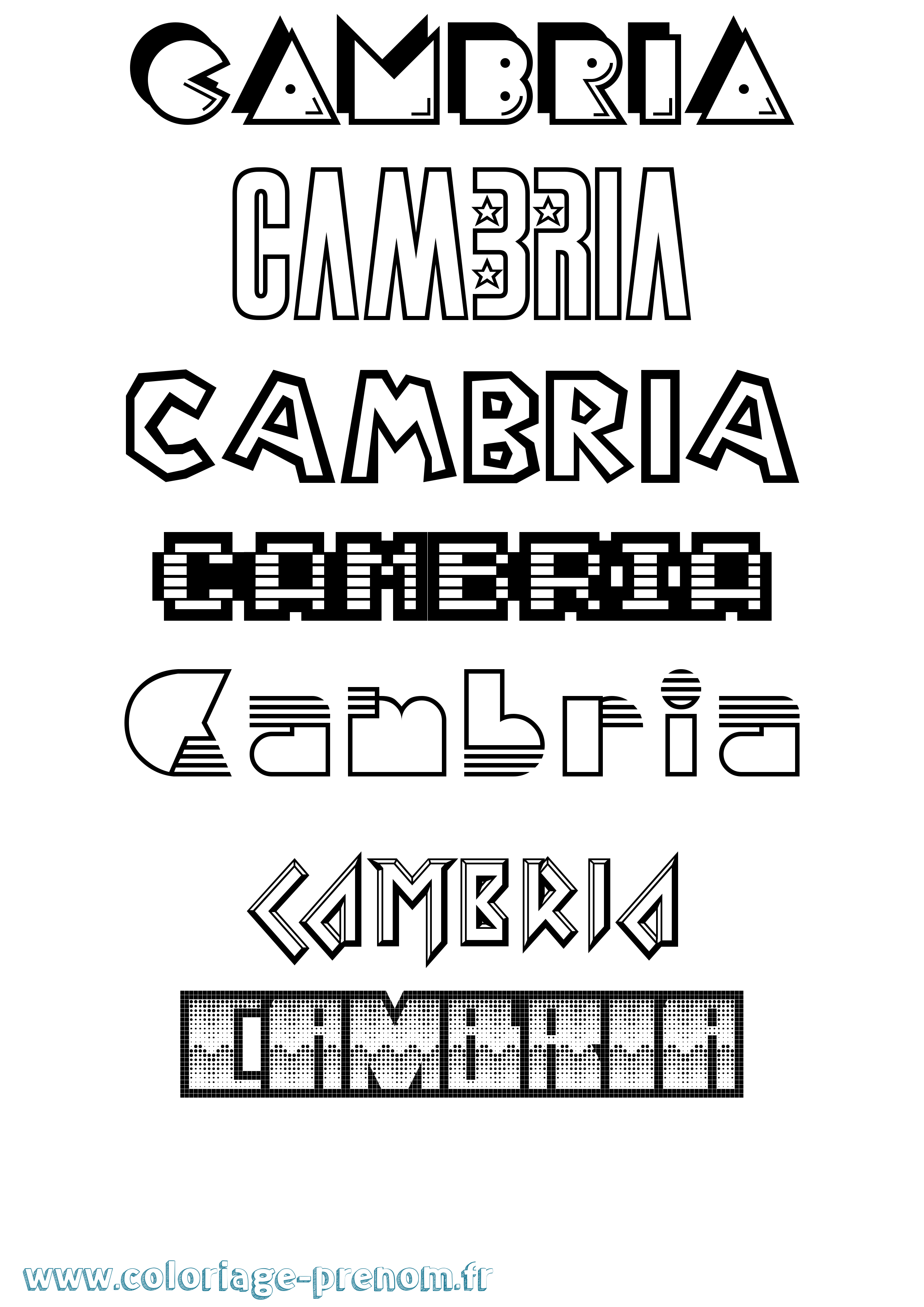 Coloriage Cambria Jeux Vidéos Coloriage prénom Cambria Jeux Vidéos
