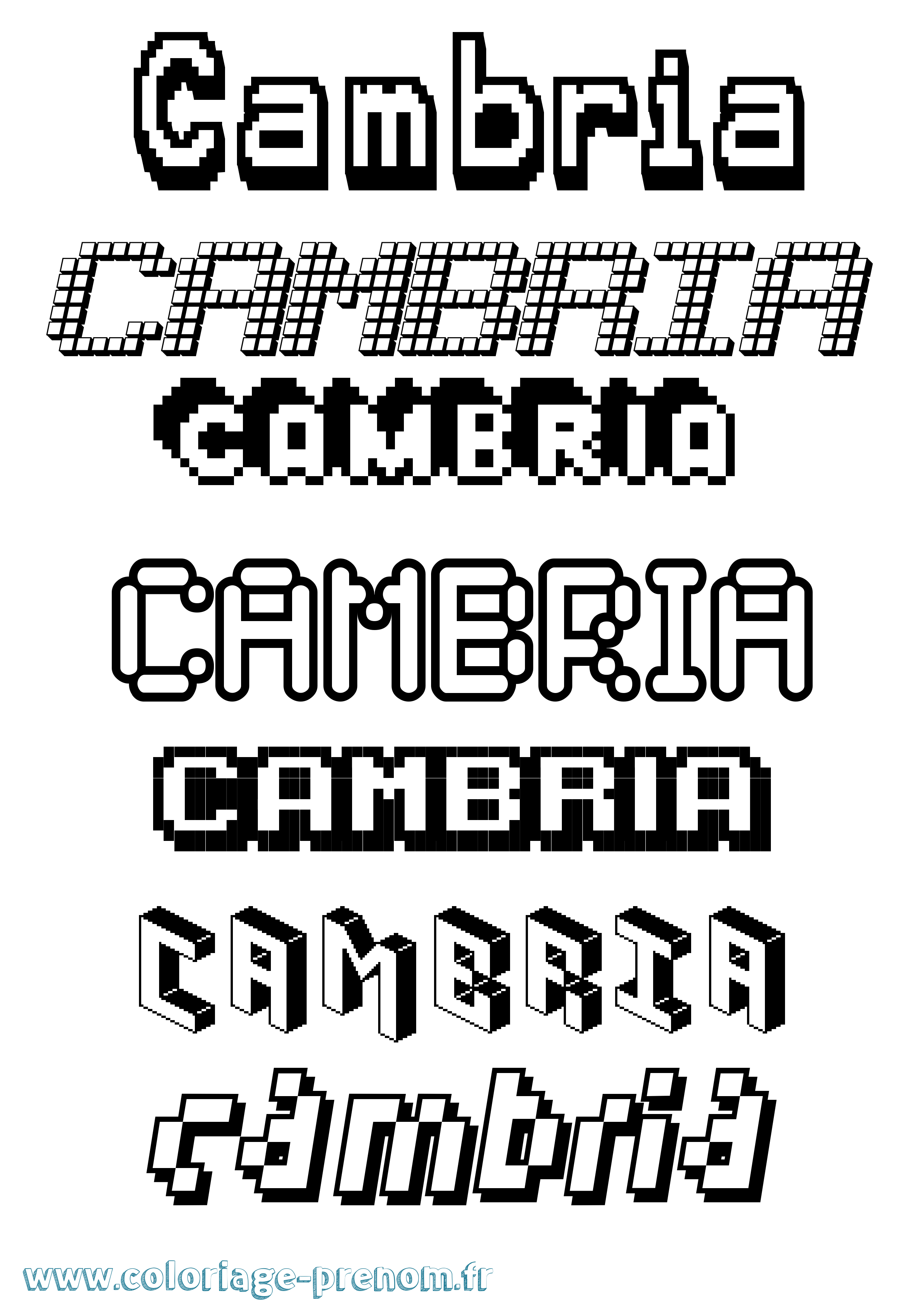 Coloriage Cambria Pixel Coloriage prénom Cambria Pixel