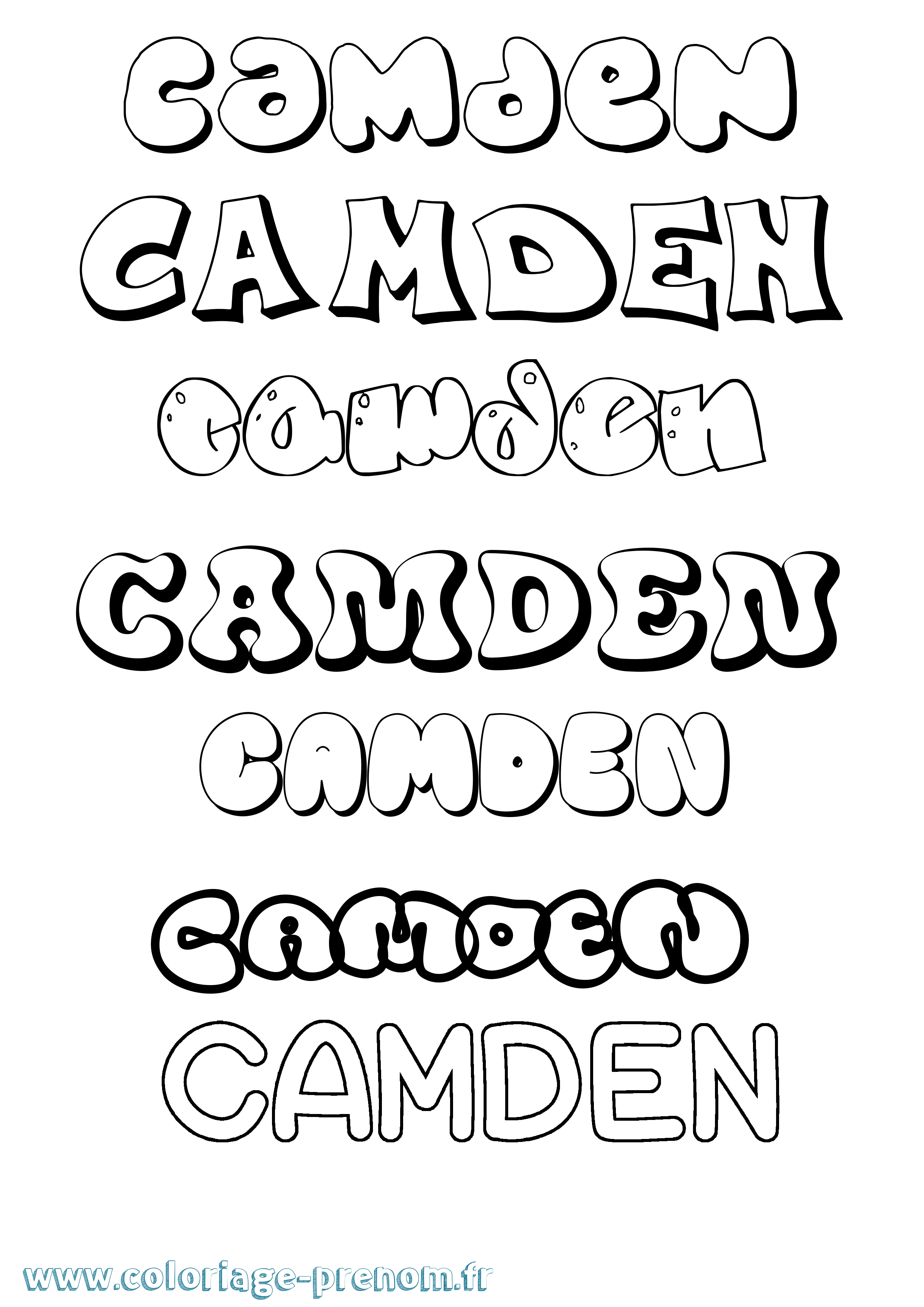 Coloriage prénom Camden Bubble