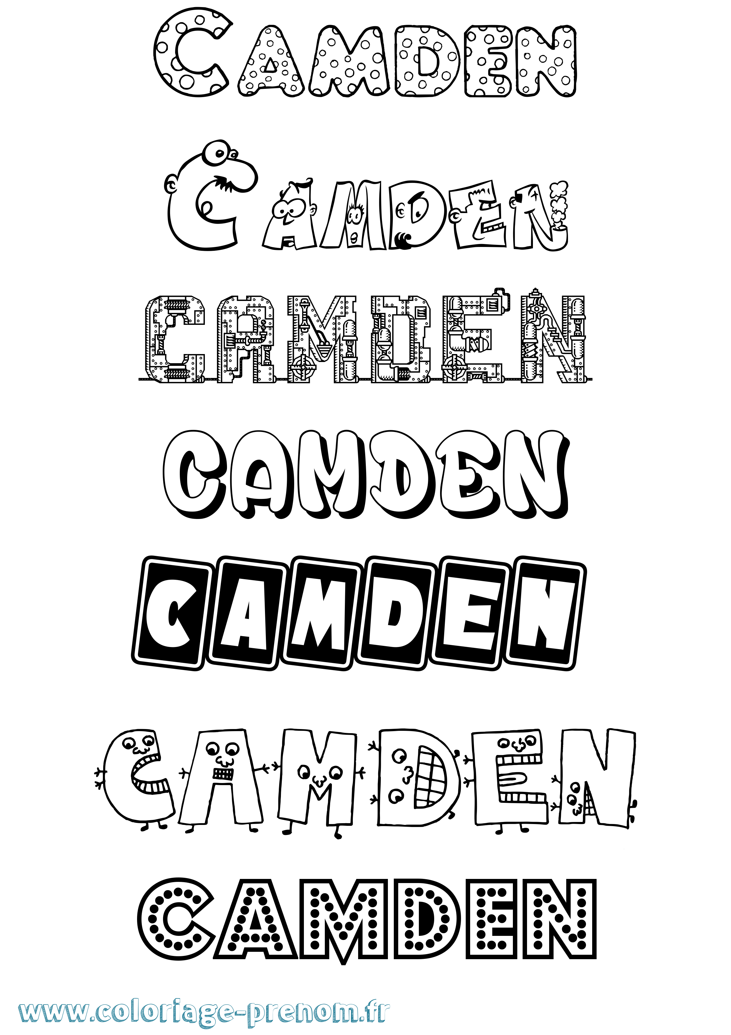 Coloriage prénom Camden Fun