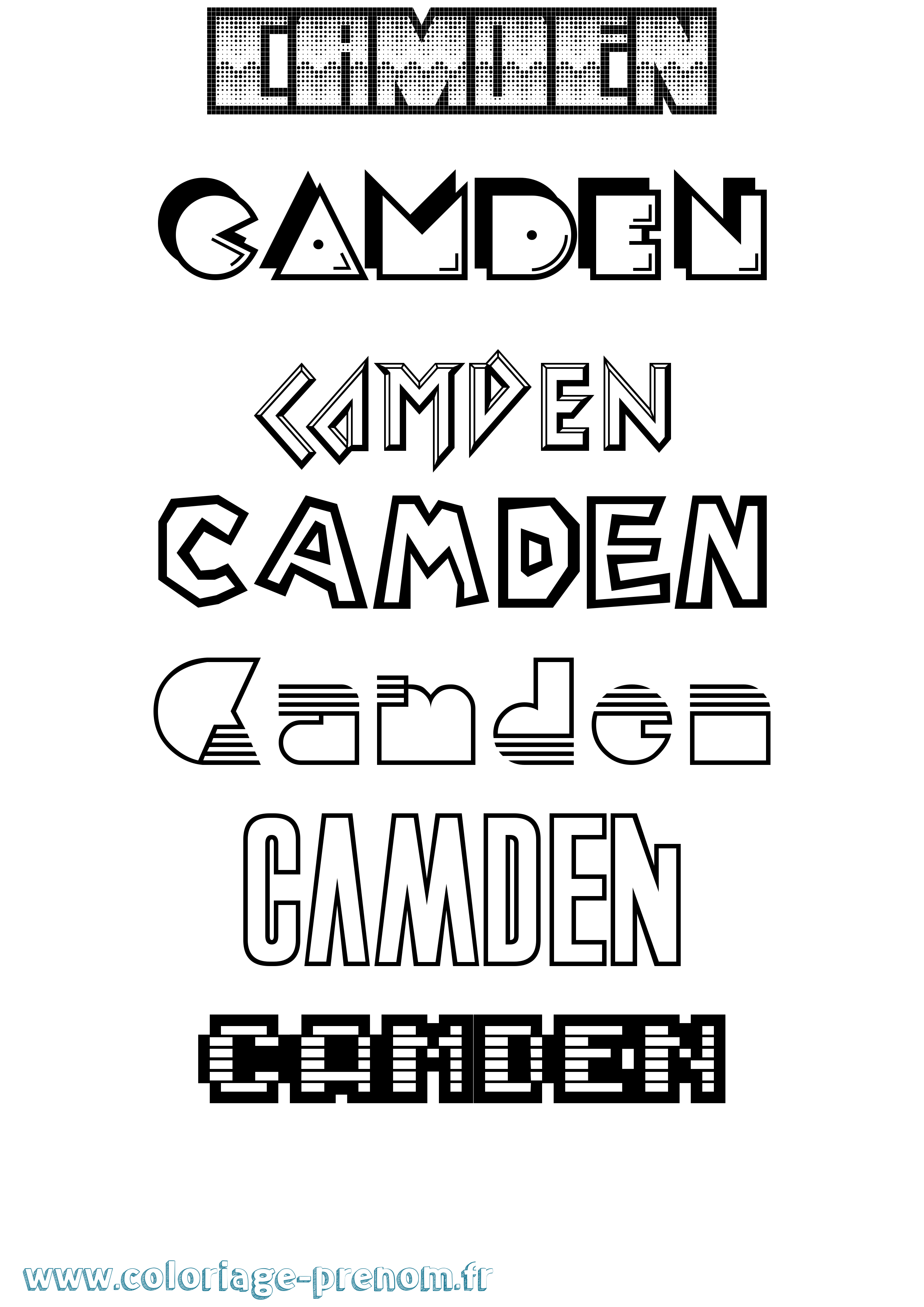 Coloriage prénom Camden Jeux Vidéos