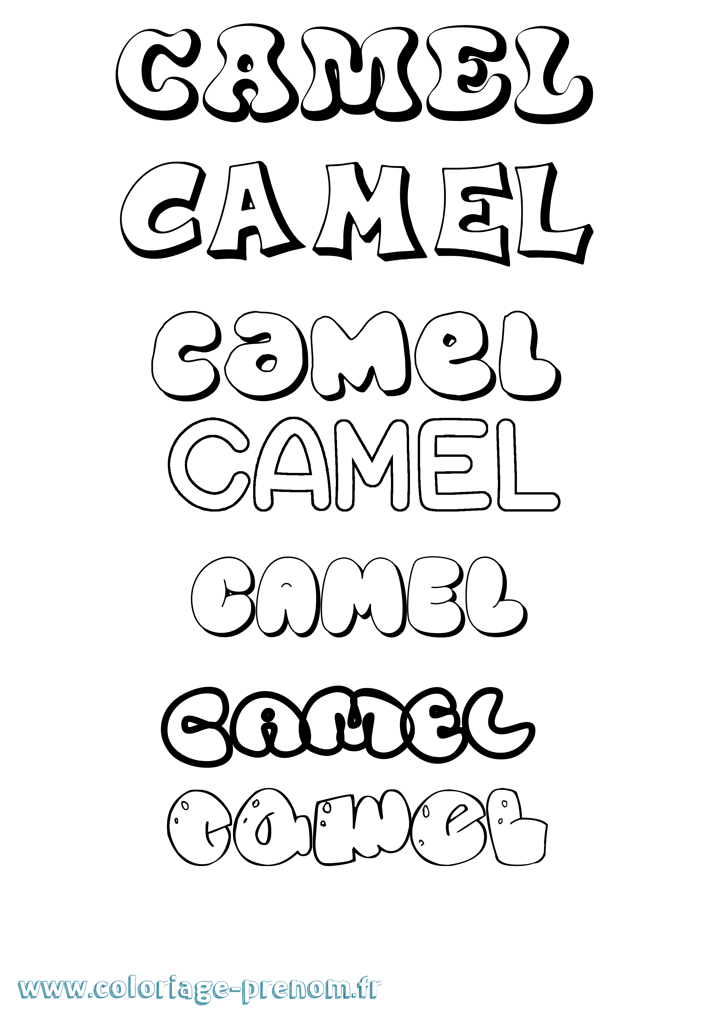 Coloriage prénom Camel Bubble