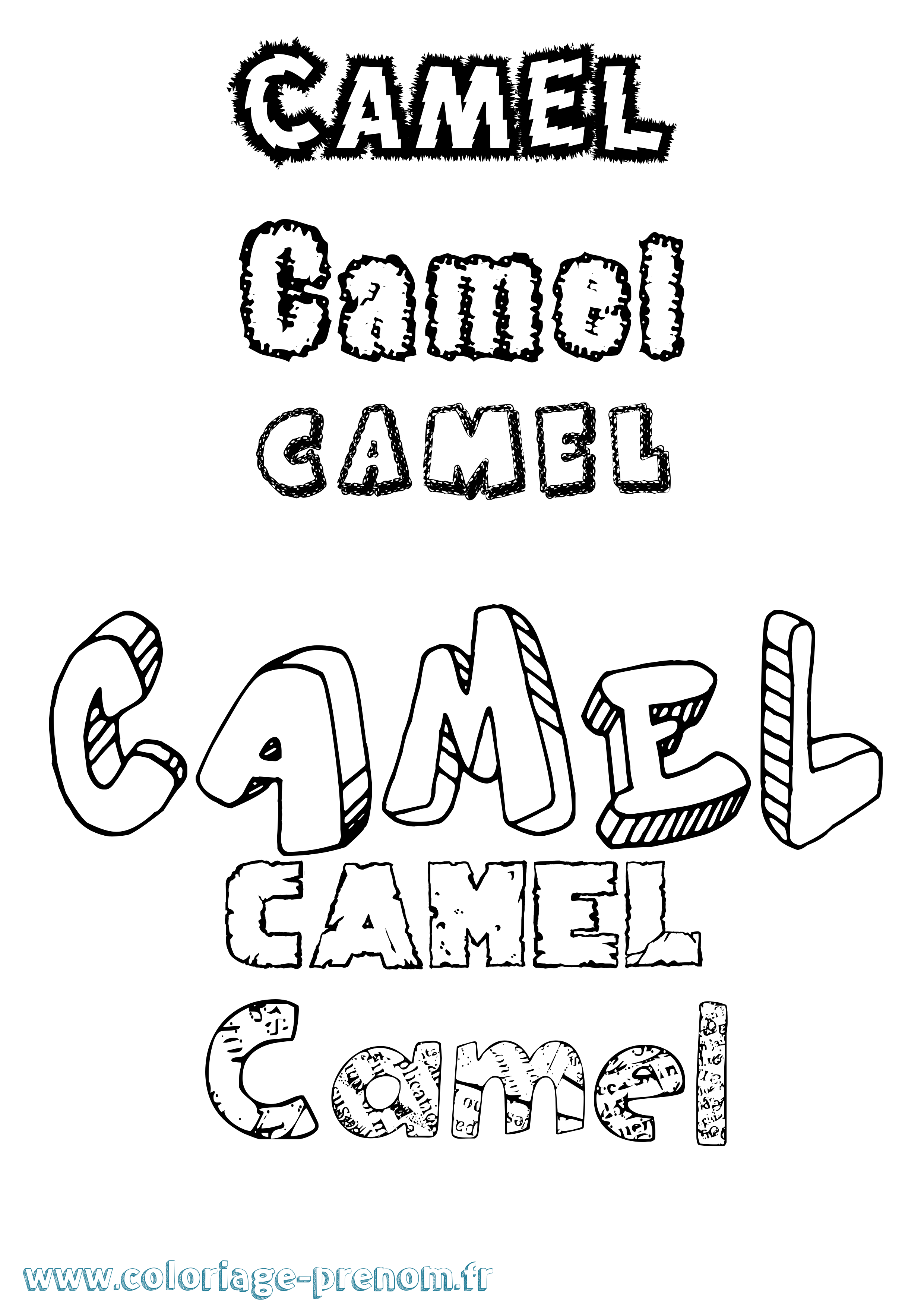 Coloriage prénom Camel Destructuré