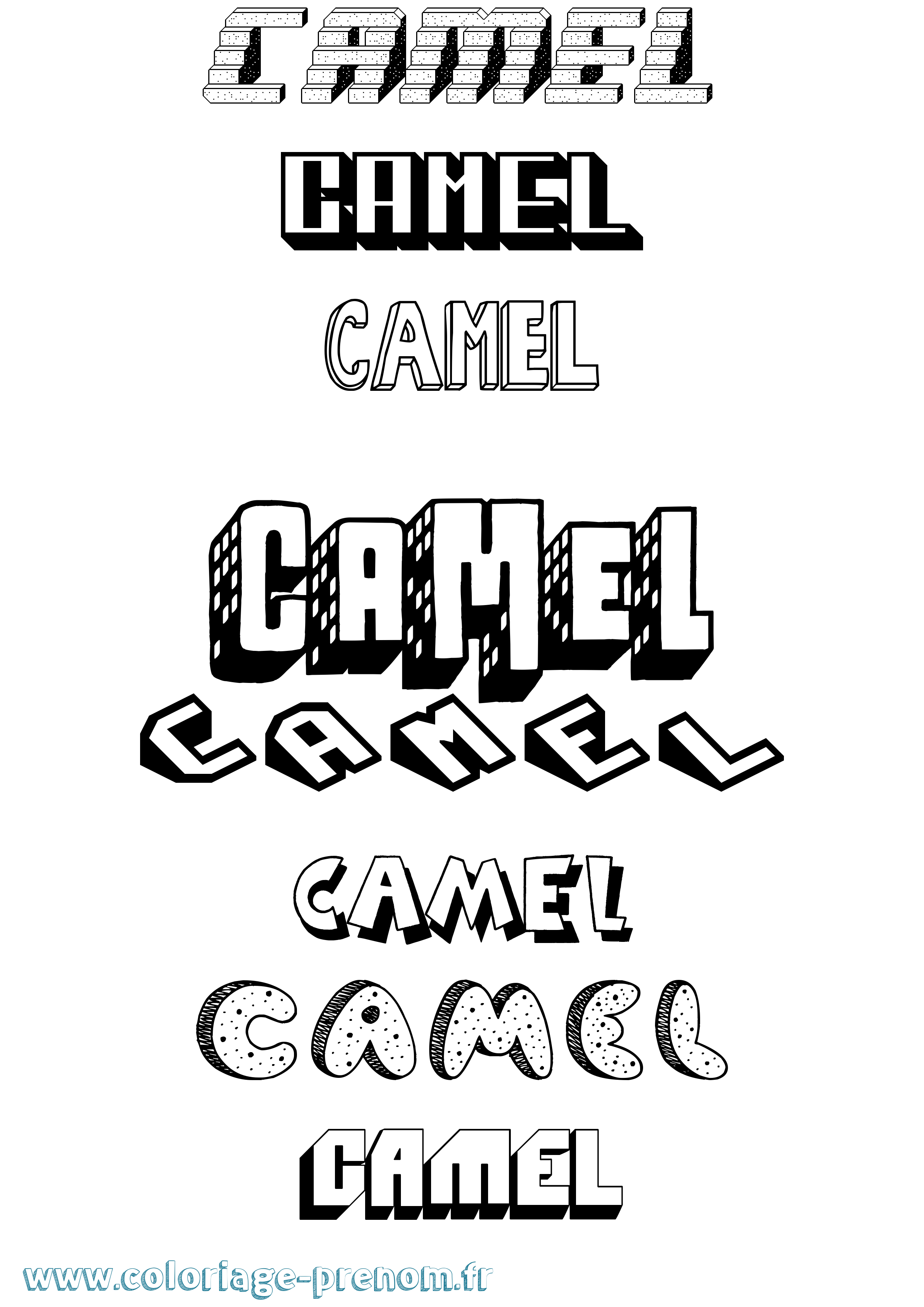 Coloriage prénom Camel Effet 3D